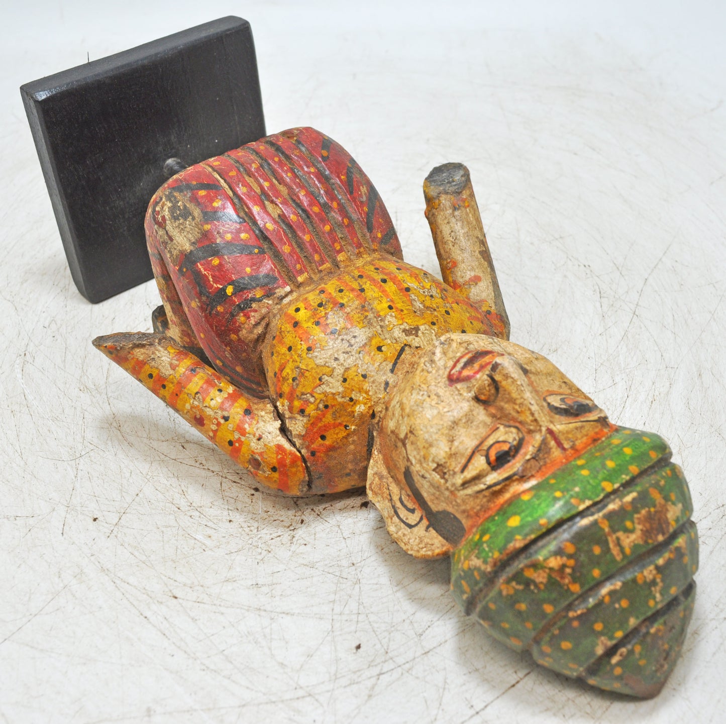 Antique Wooden Musician Man Figurine Original Old Fine Hand Carved Painted