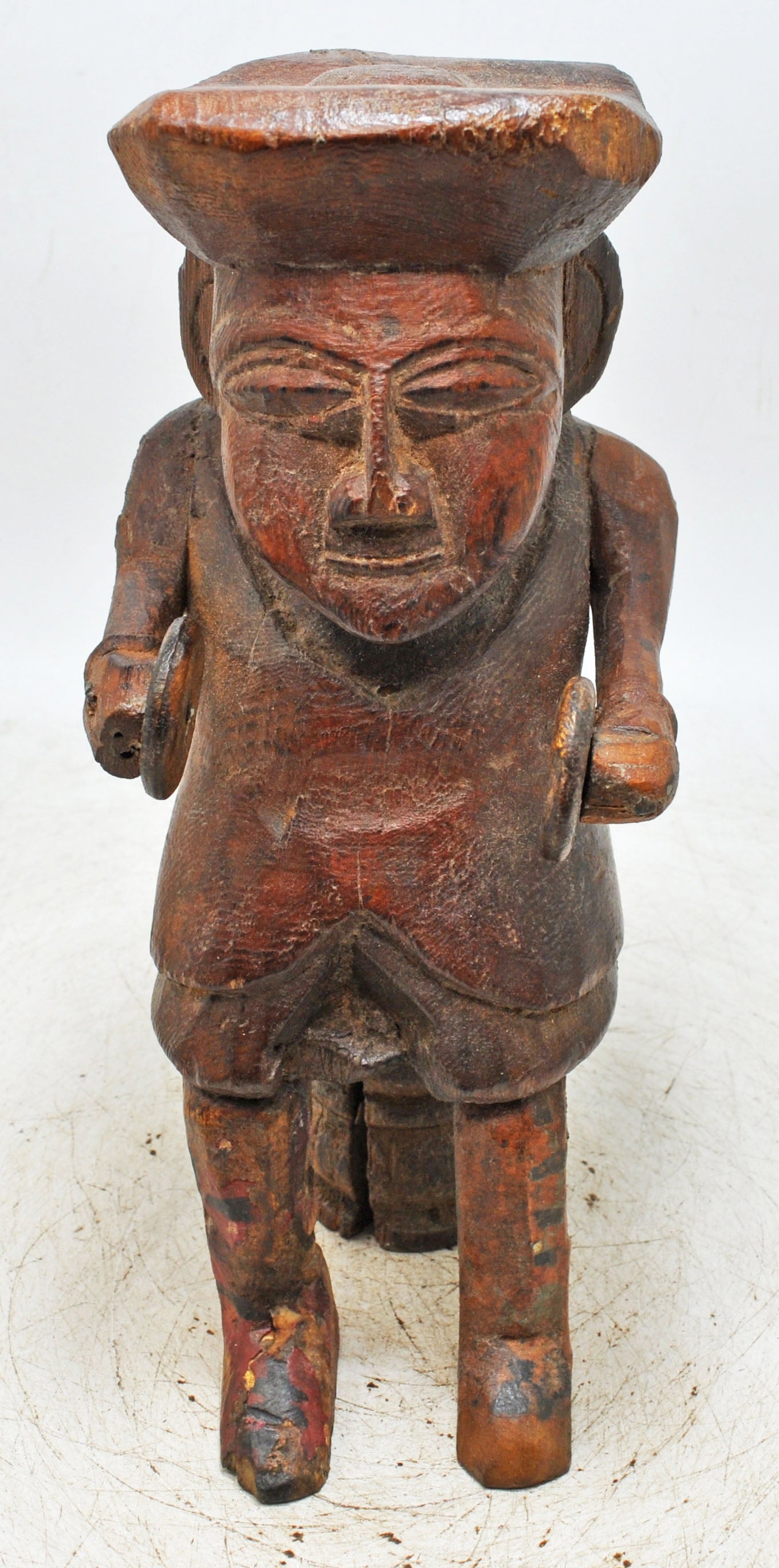 Antique Wooden Musician Man Figurine Original Old Fine Hand Carved