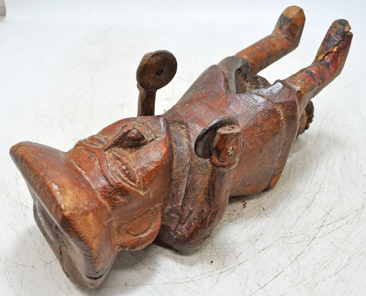 Antique Wooden Musician Man Figurine Original Old Fine Hand Carved