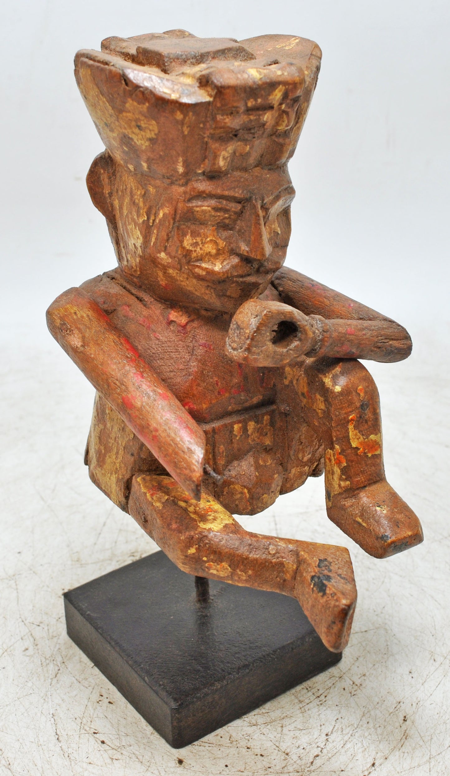 Antique Wooden Musician Man Figurine Original Old Fine Hand Carved