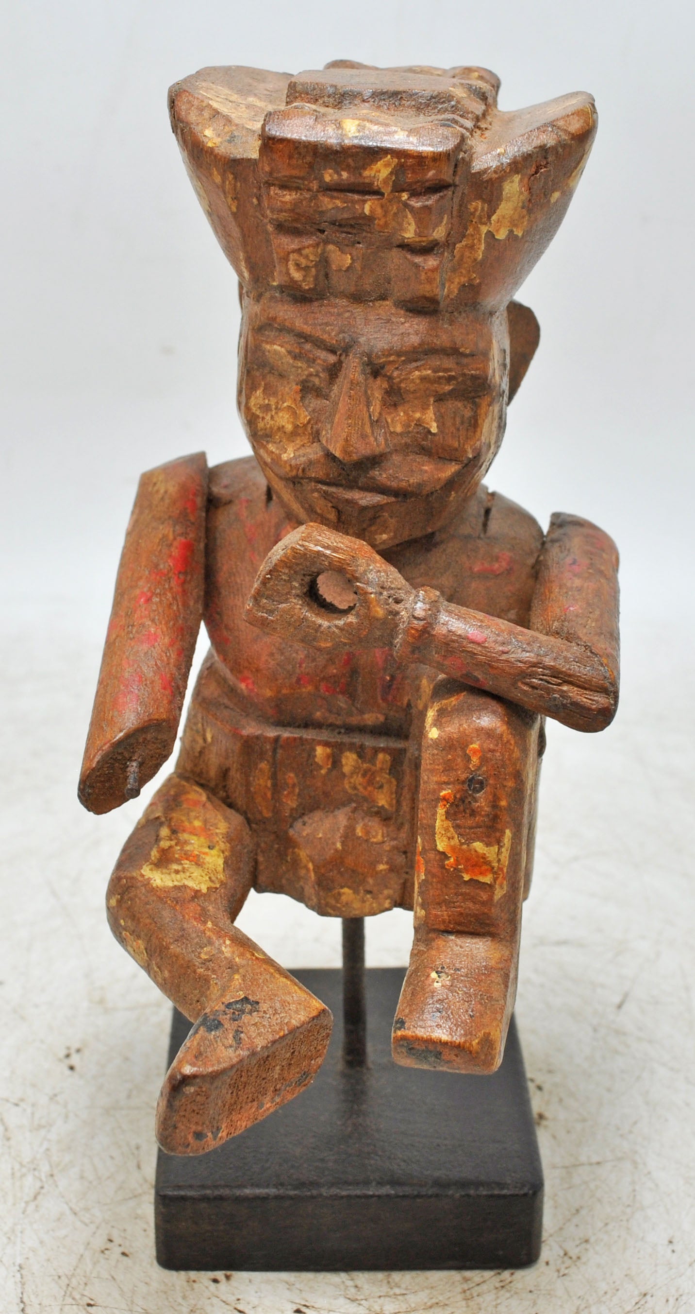 Antique Wooden Musician Man Figurine Original Old Fine Hand Carved