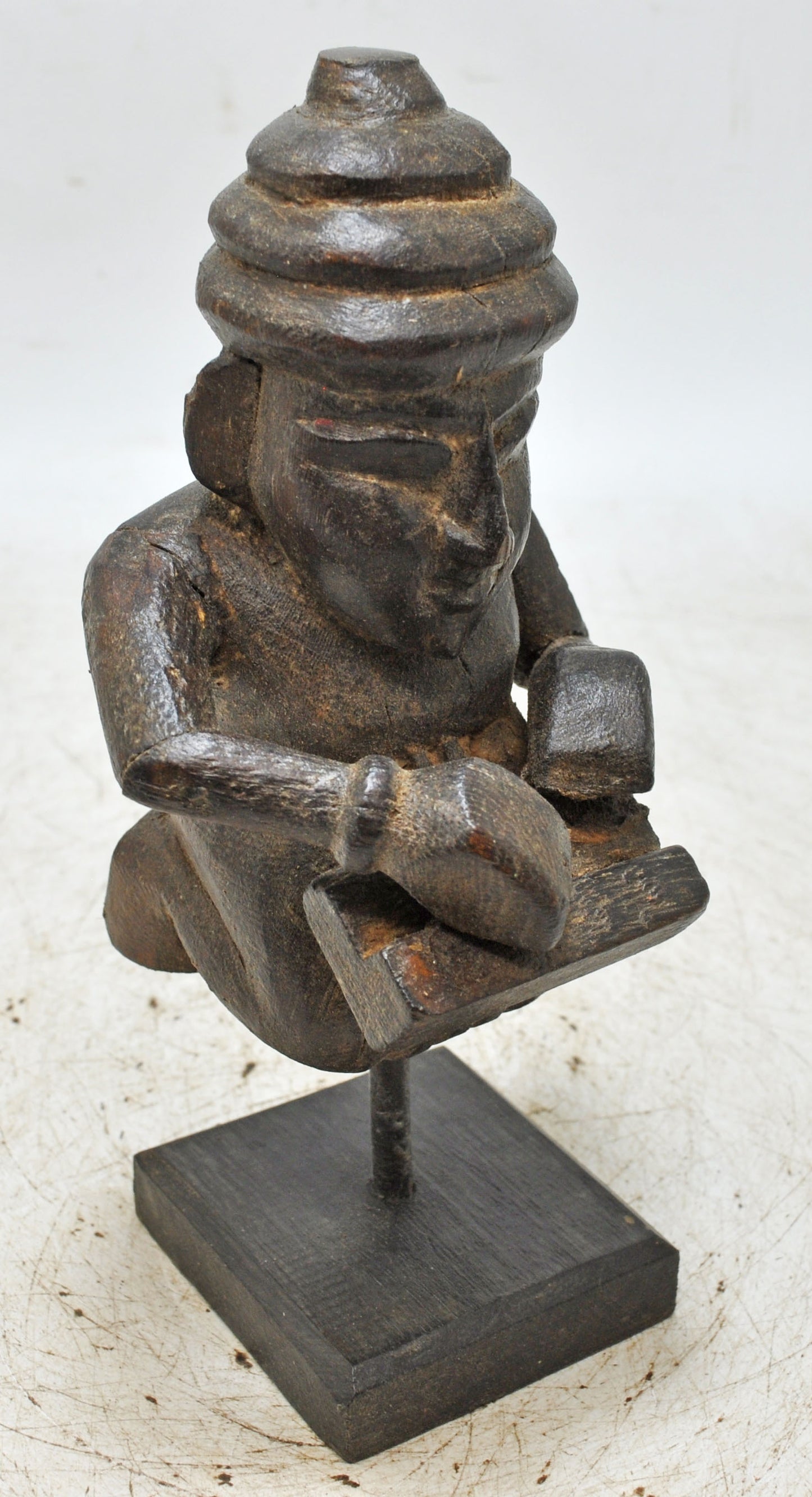 Antique Wooden Musician Man Figurine Original Old Fine Hand Carved