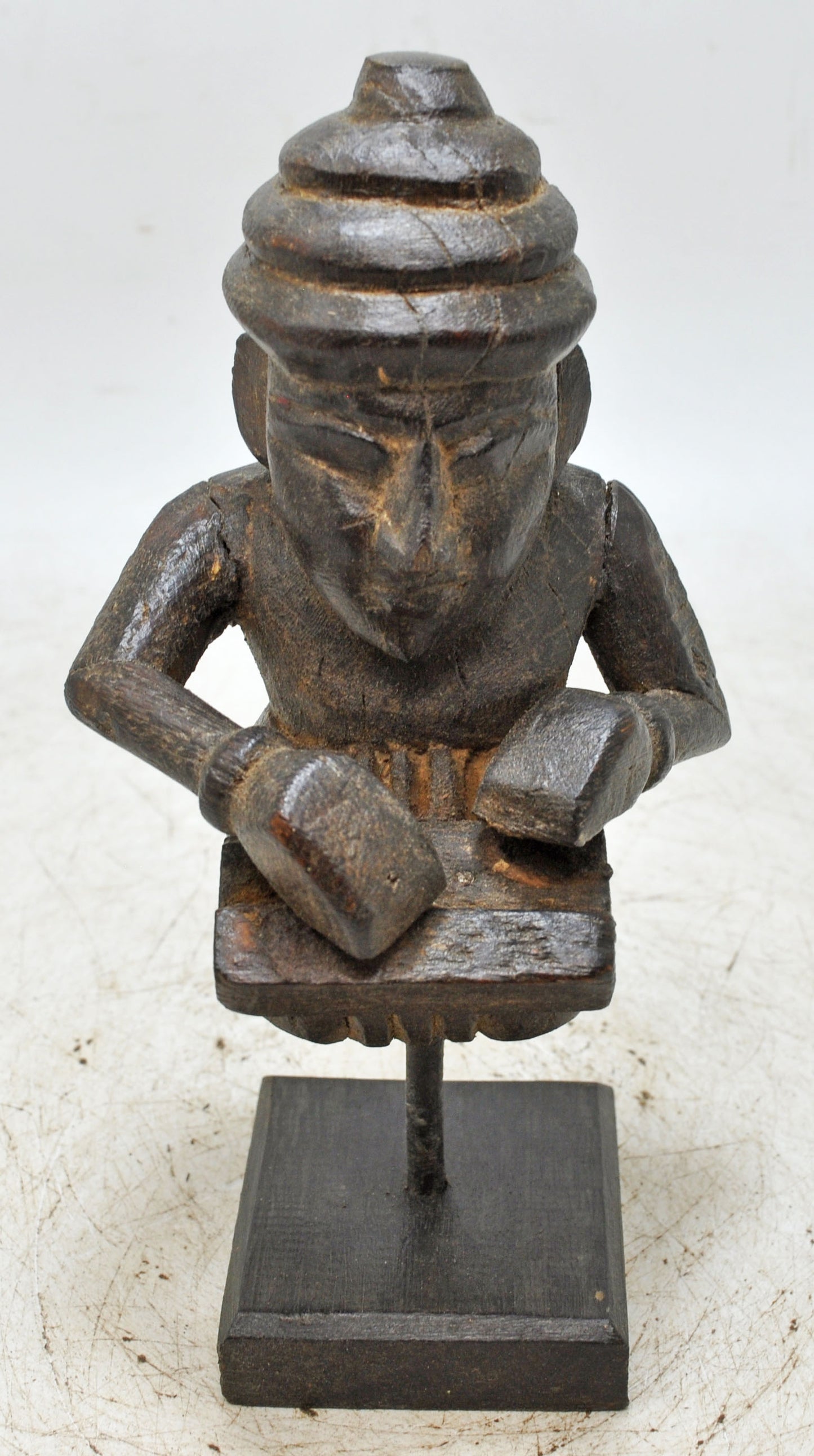 Antique Wooden Musician Man Figurine Original Old Fine Hand Carved