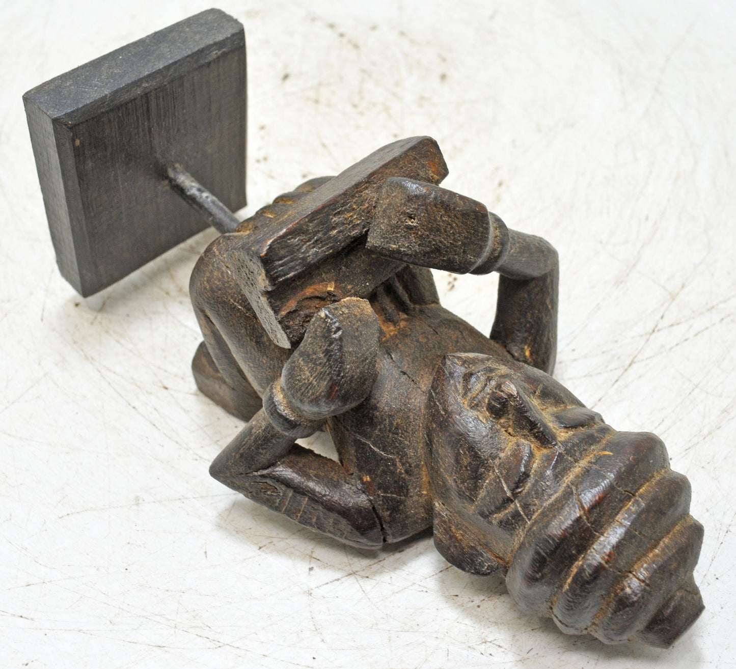 Antique Wooden Musician Man Figurine Original Old Fine Hand Carved