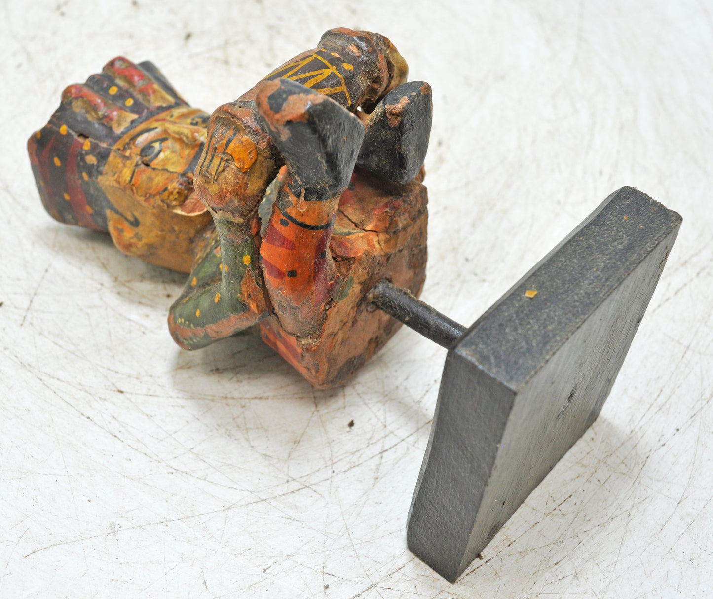 Antique Wooden Musician Man Figurine Original Old Fine Hand Carved Painted