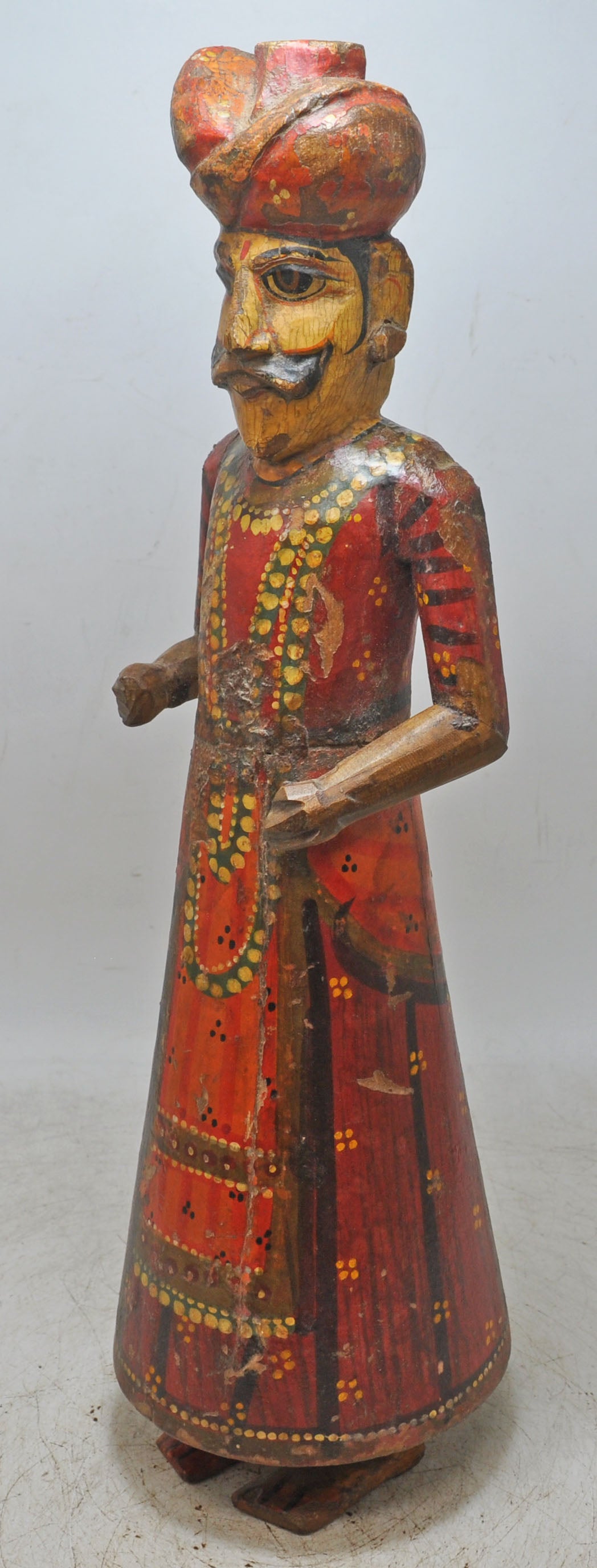 Vintage Wooden Tall Watch Man Figurine Statue Original Old Fine Carved Painted