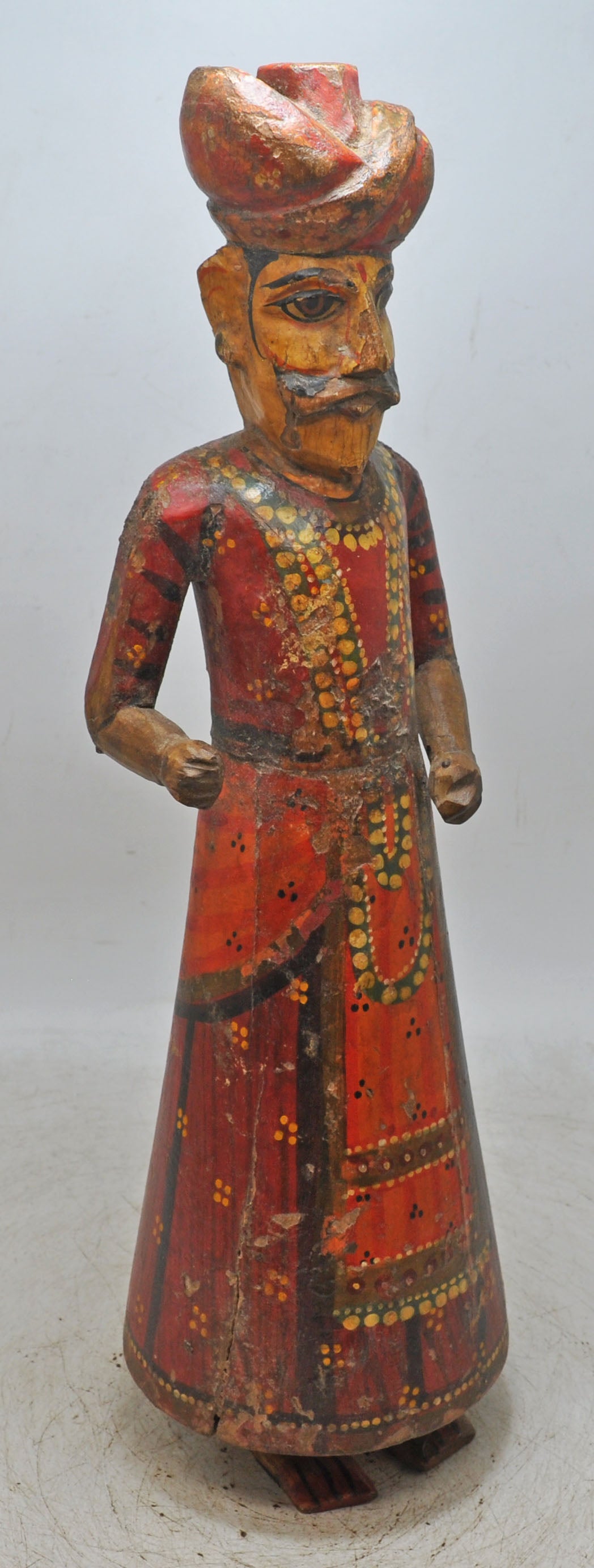 Vintage Wooden Tall Watch Man Figurine Statue Original Old Fine Carved Painted