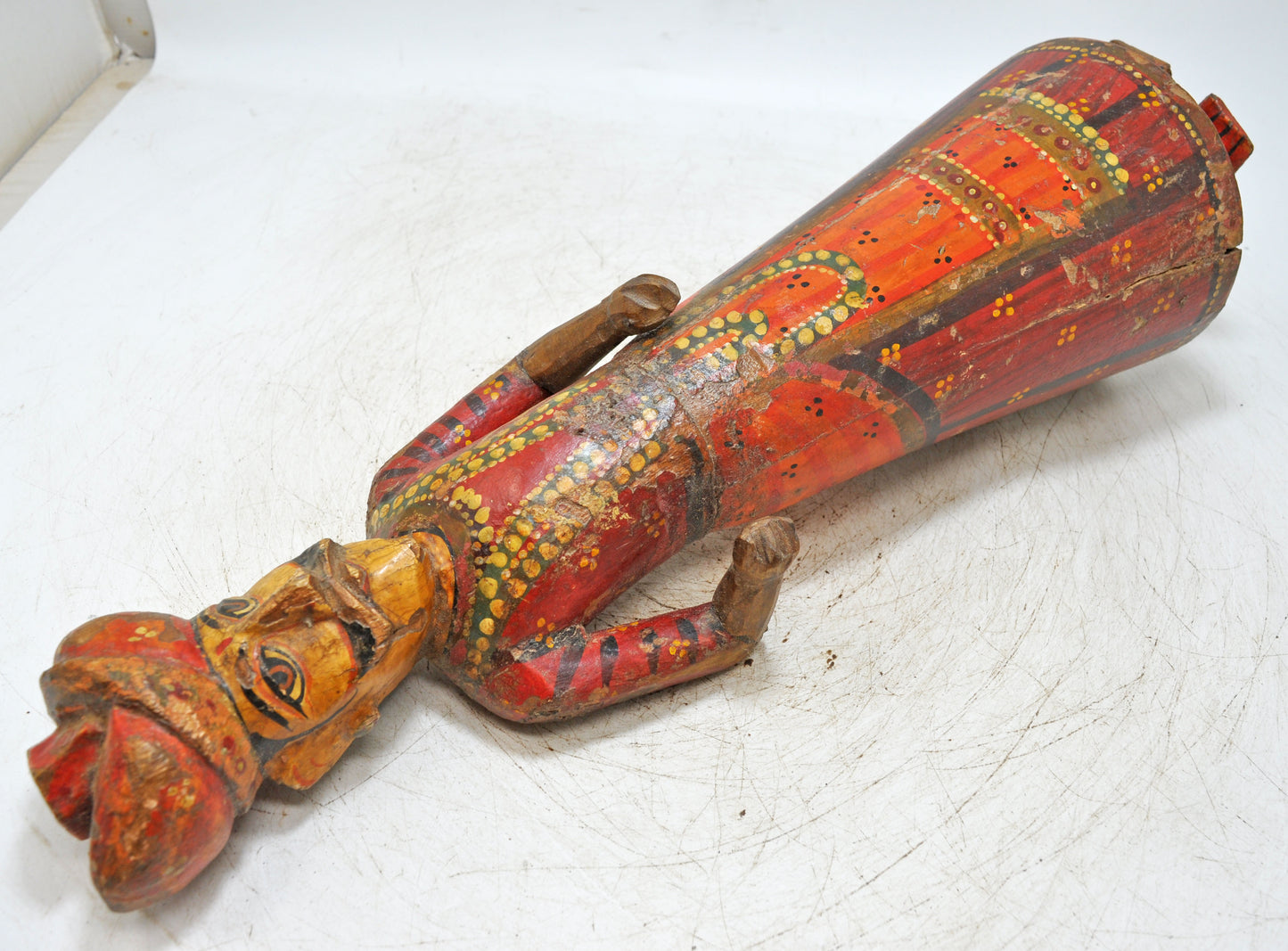 Vintage Wooden Tall Watch Man Figurine Statue Original Old Fine Carved Painted