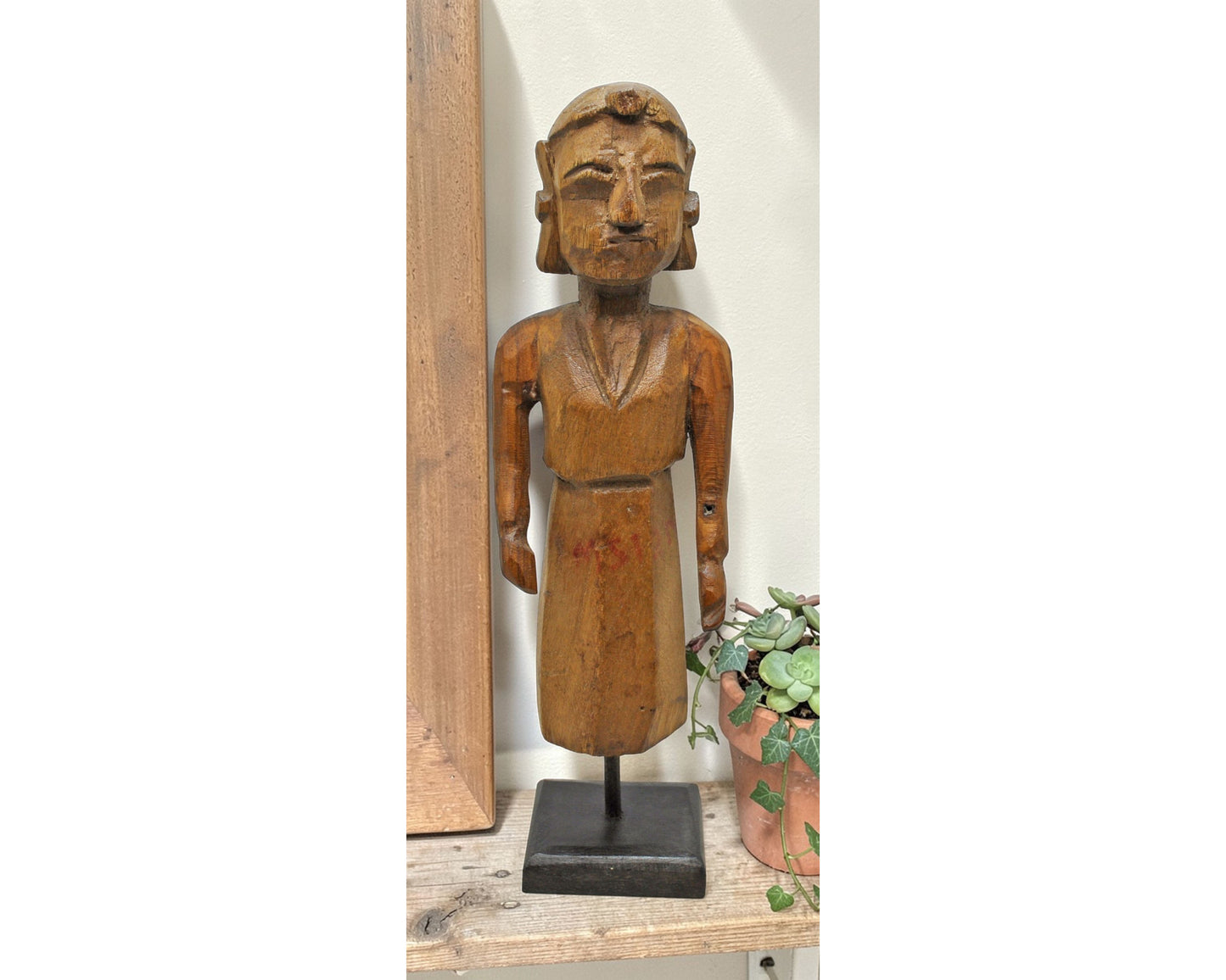 Antique Wooden Goddess Gangaur Idol Figurine Original Old Fine Hand Carved