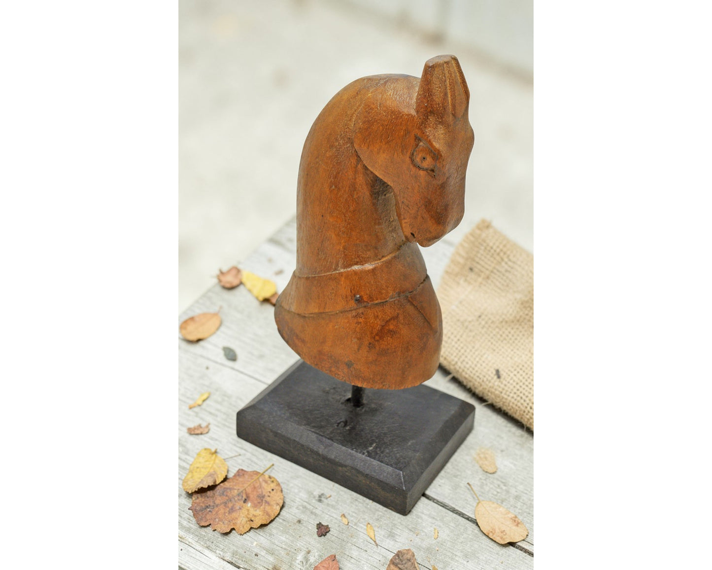 Vintage Wooden Horse Head Bust Figurine Original Old Hand Carved