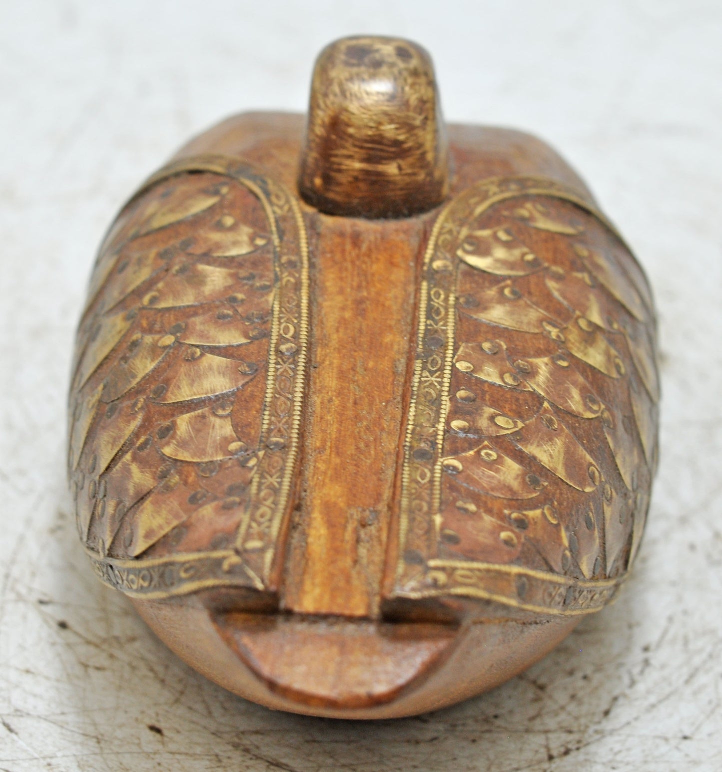 Vintage Wooden Duck Figurine Original Old Fine Hand Carved Brass Fitted