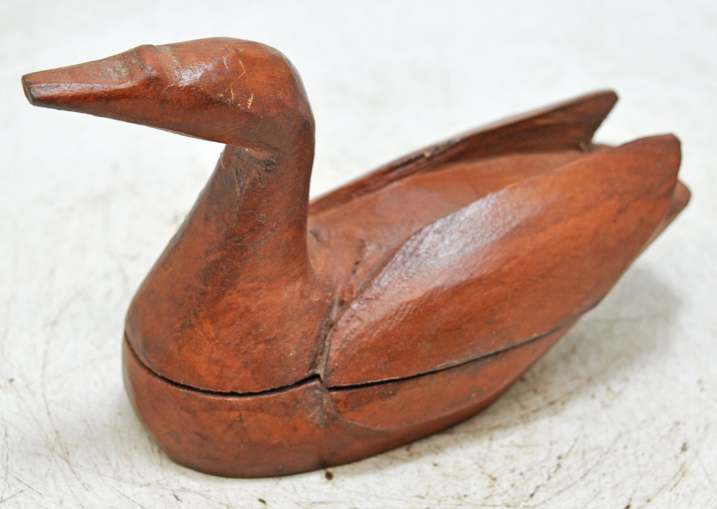 Vintage Wooden Duck Figurine Spice Box Original Old Hand Carved