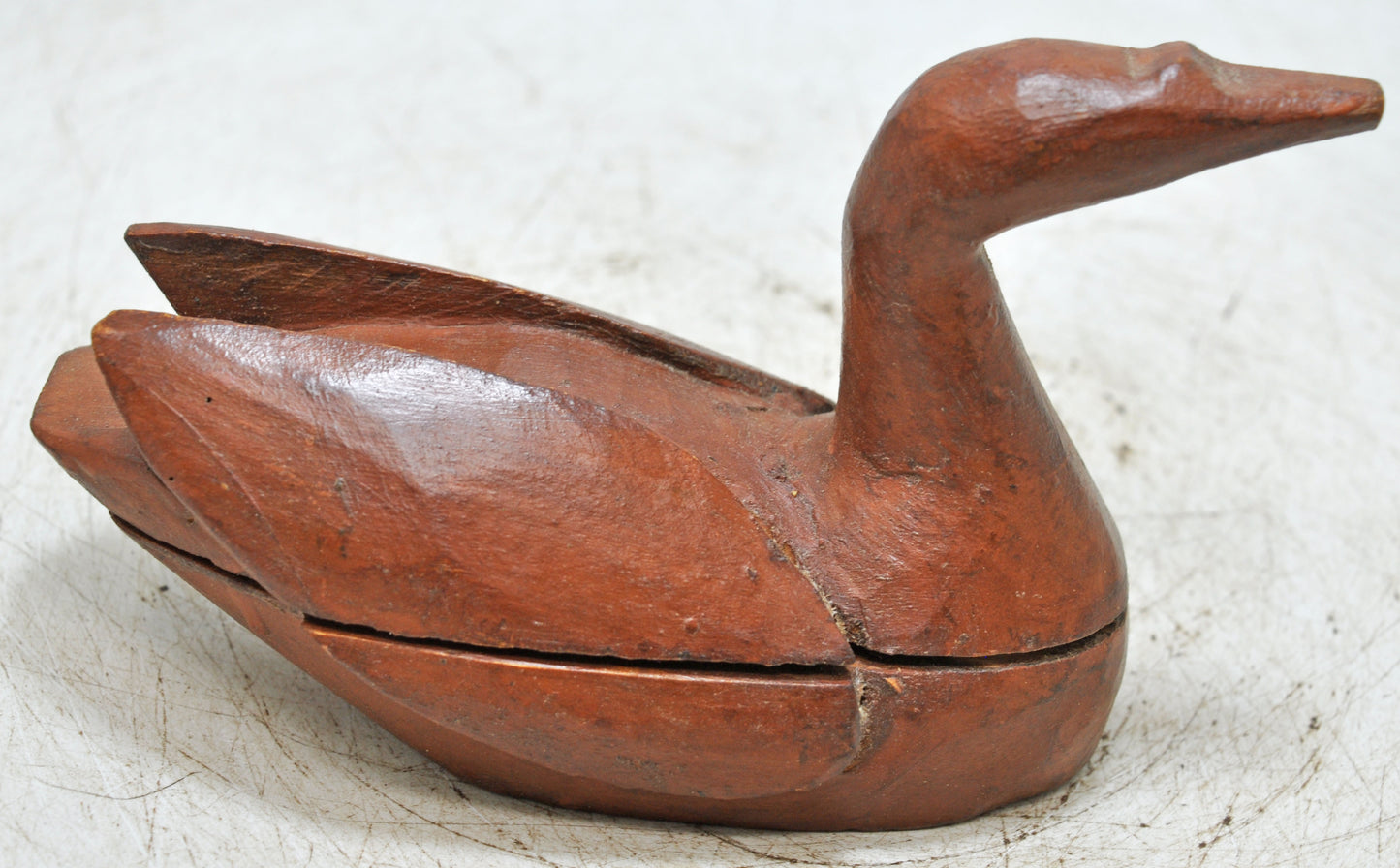 Vintage Wooden Duck Figurine Spice Box Original Old Hand Carved