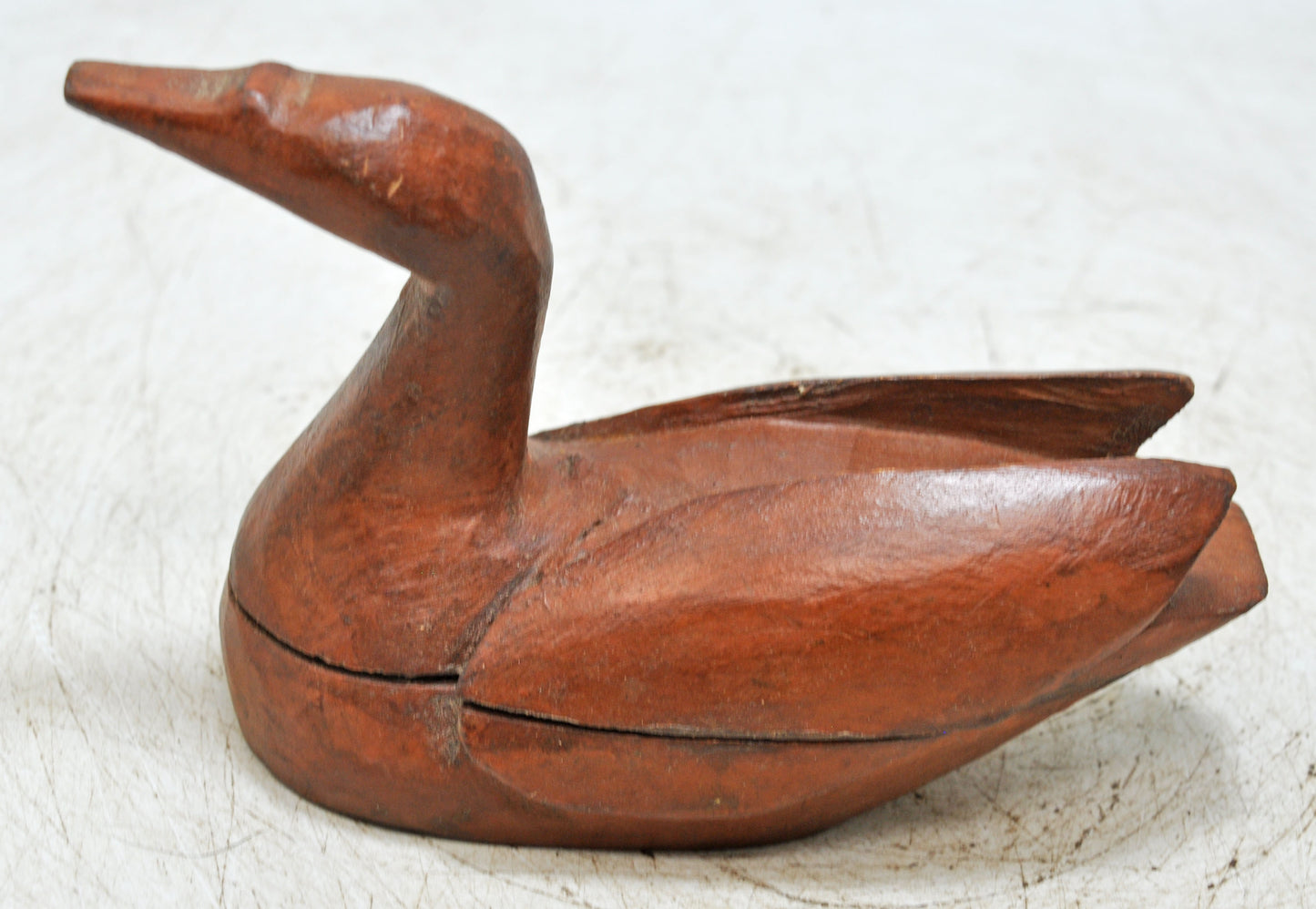 Vintage Wooden Duck Figurine Spice Box Original Old Hand Carved