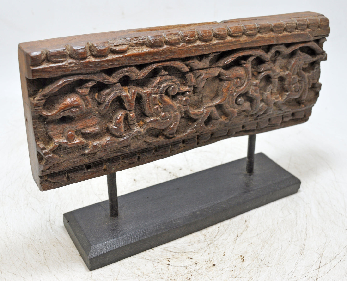 Antique Wooden Floral Carving Panel Plaque Original Old Hand Carved