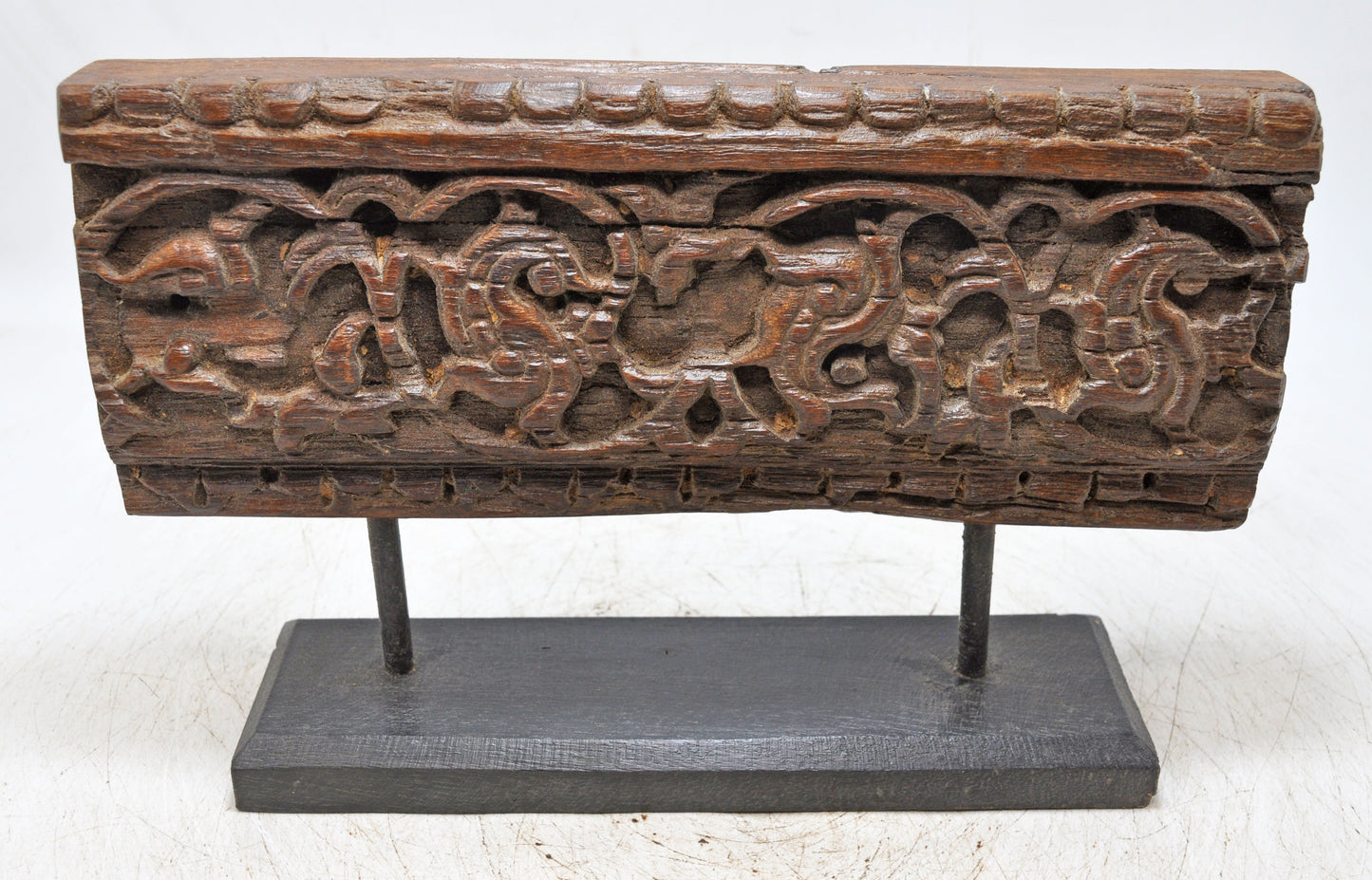 Antique Wooden Floral Carving Panel Plaque Original Old Hand Carved