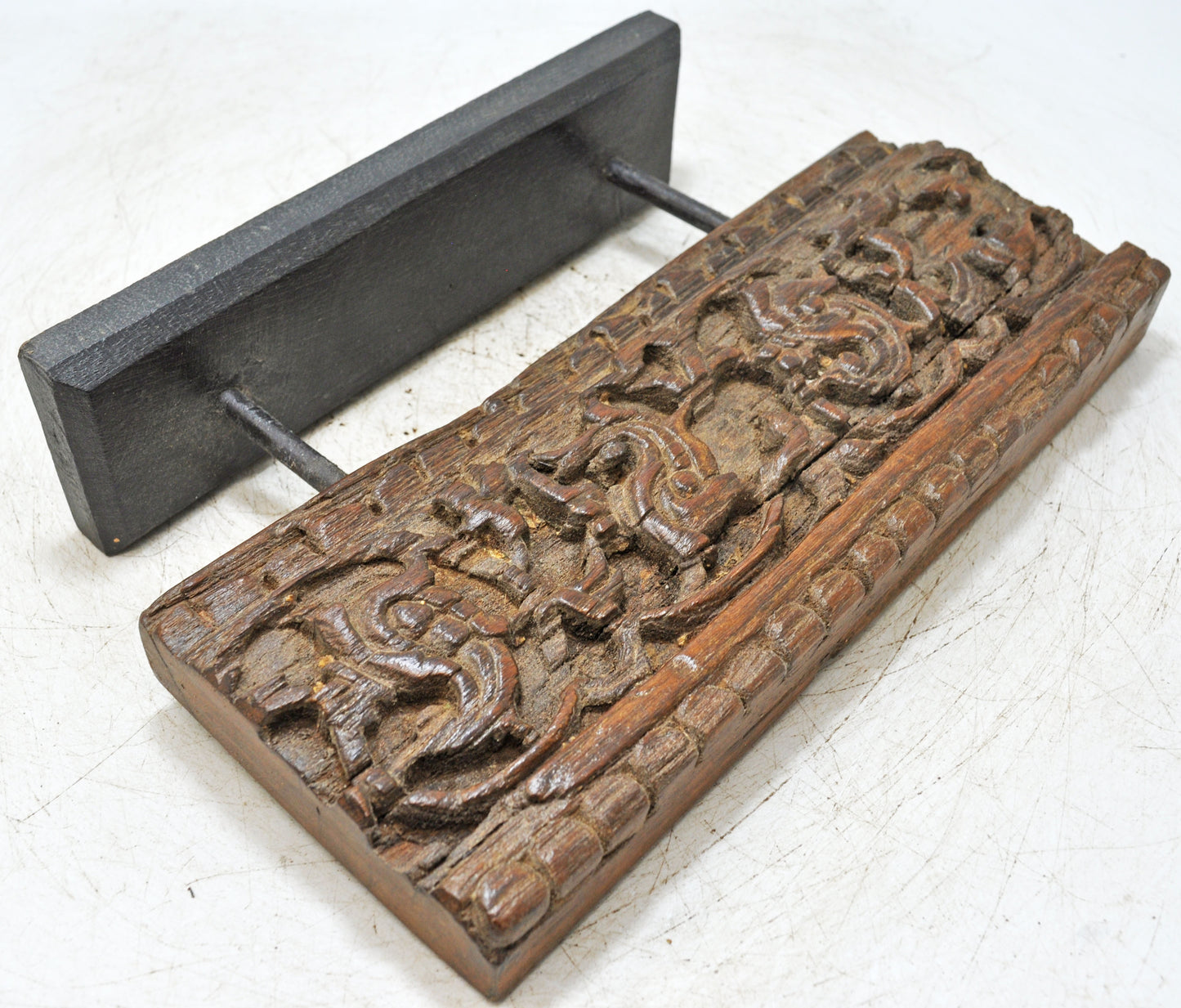 Antique Wooden Floral Carving Panel Plaque Original Old Hand Carved
