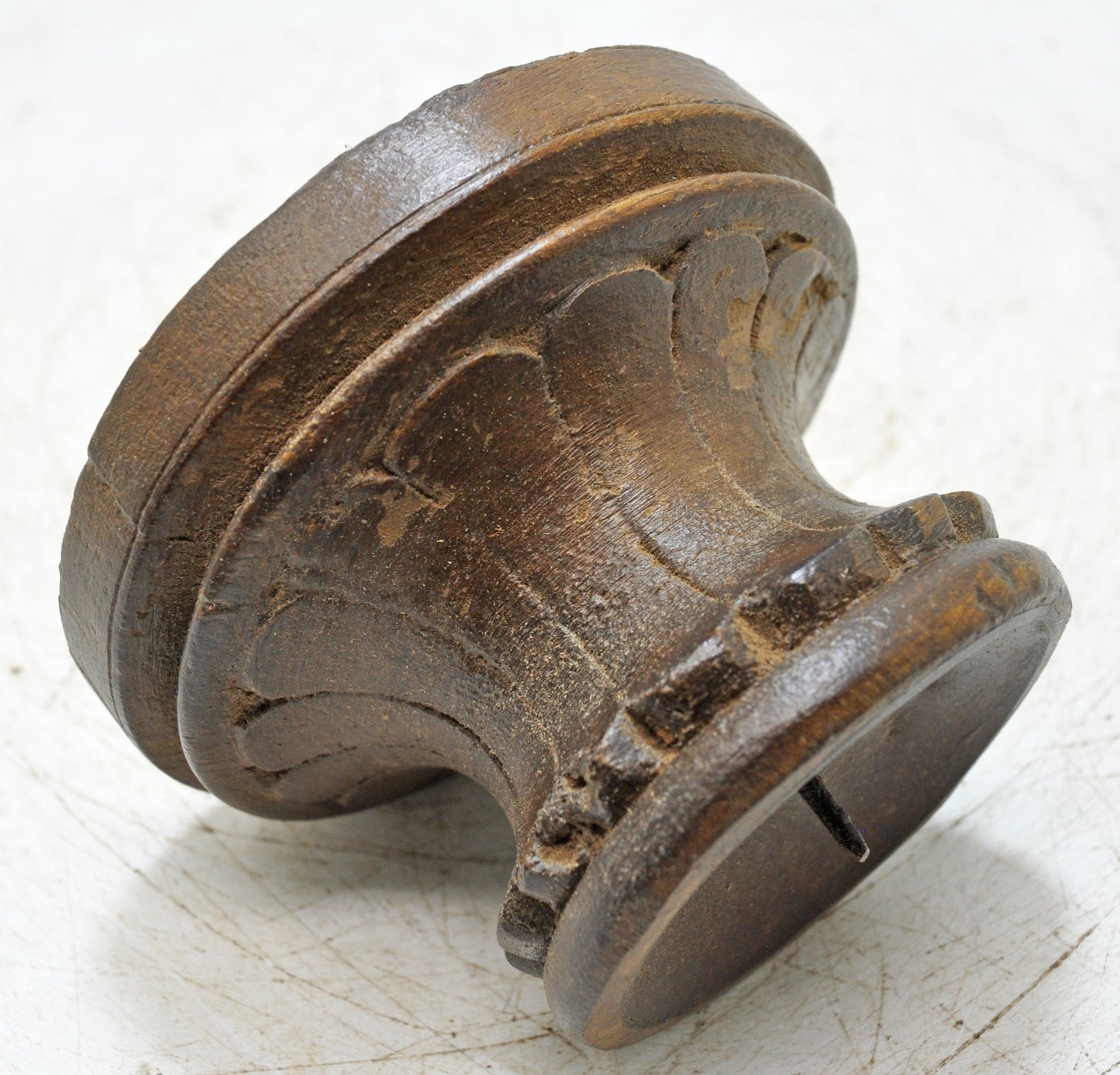 Vintage Wooden Round Candle Holder Stand Original Old Fine Hand Carved