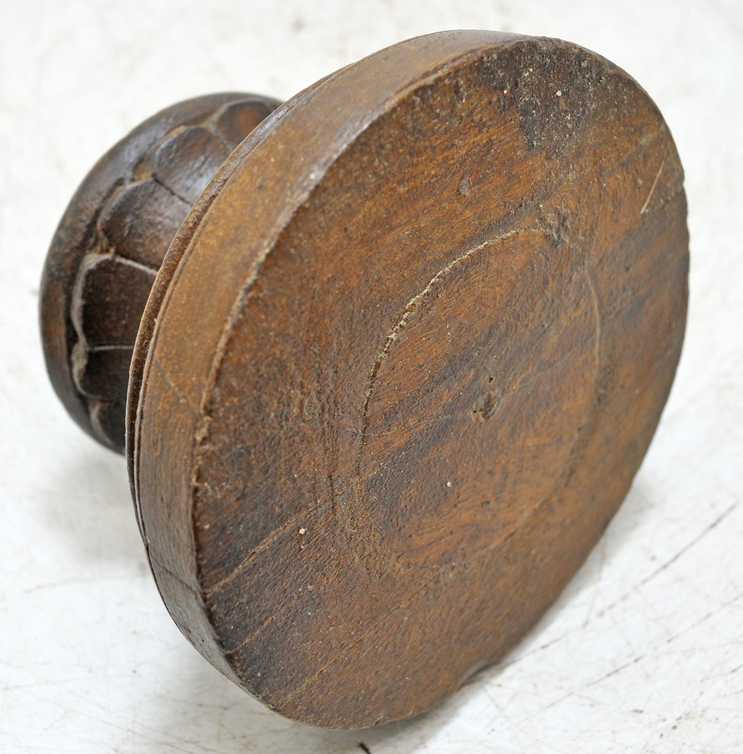 Vintage Wooden Round Candle Holder Stand Original Old Fine Hand Carved