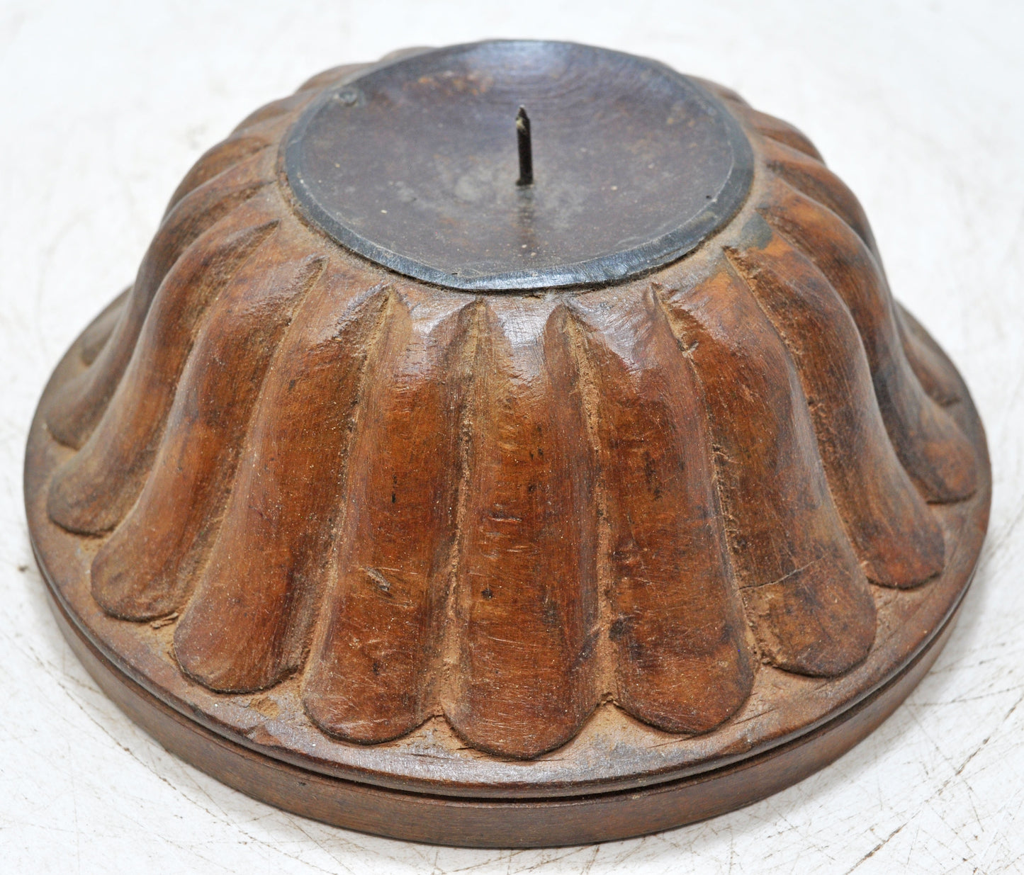 Vintage Wooden Round Candle Holder Stand Original Old Fine Hand Carved