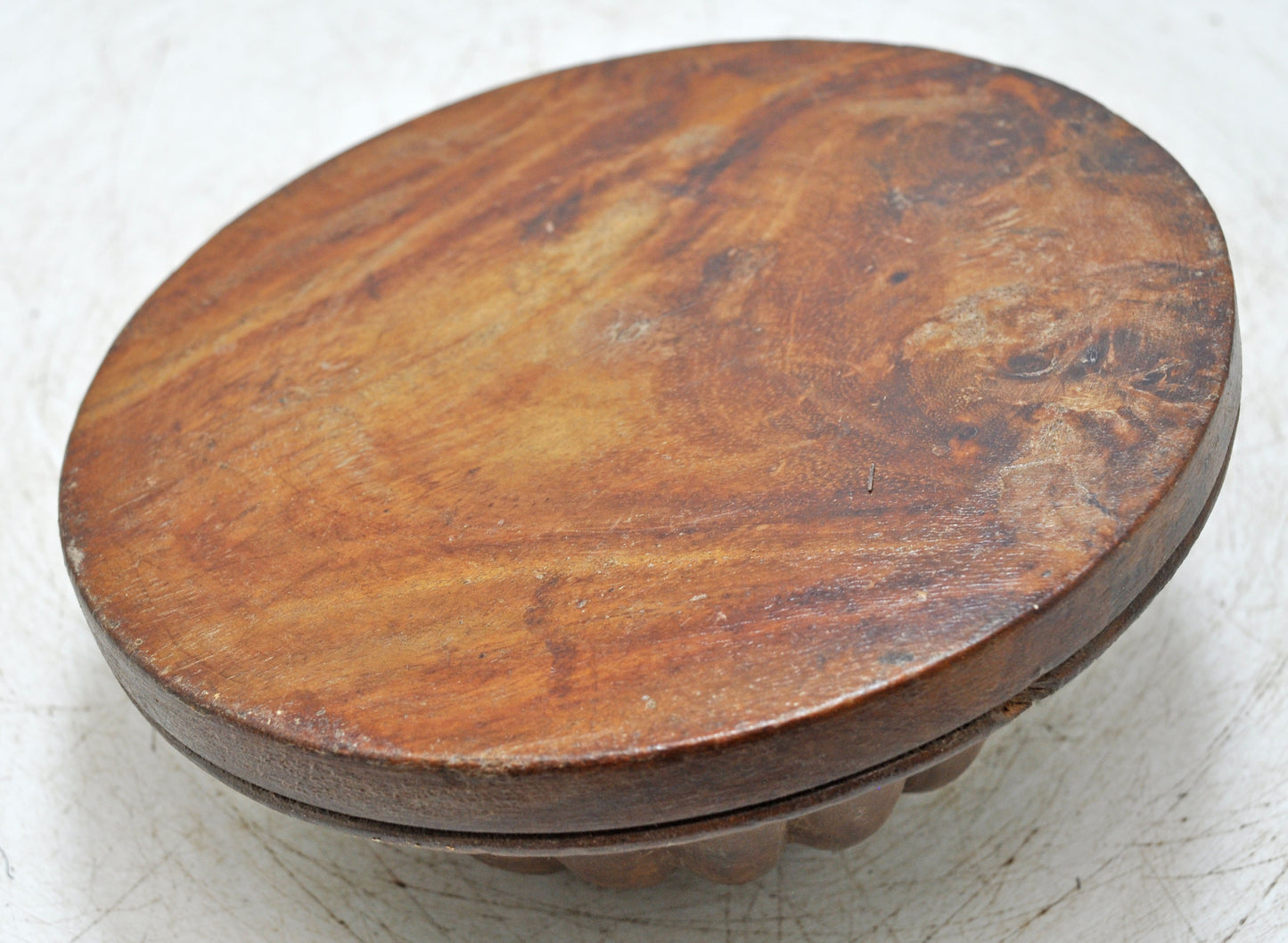 Vintage Wooden Round Candle Holder Stand Original Old Fine Hand Carved