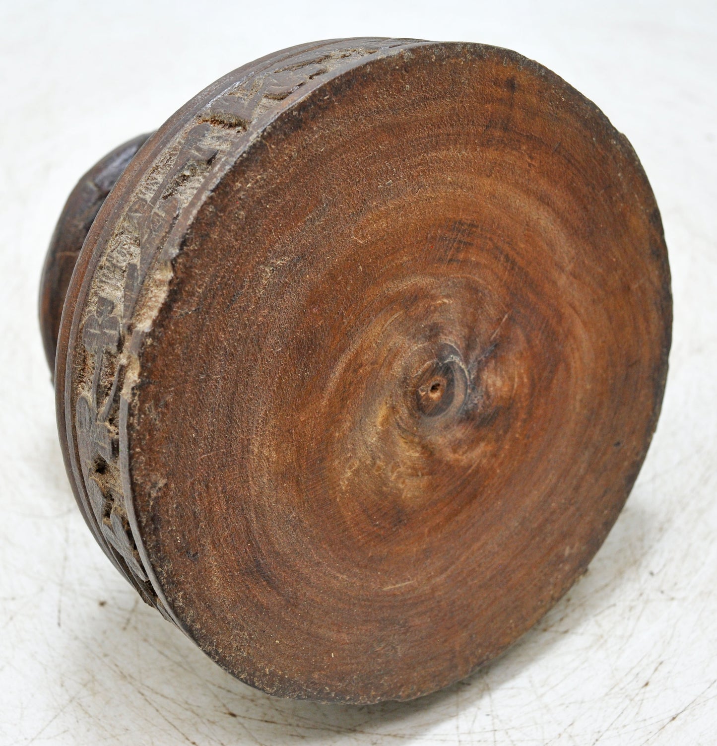 Vintage Wooden Round Candle Holder Stand Original Old Fine Hand Carved
