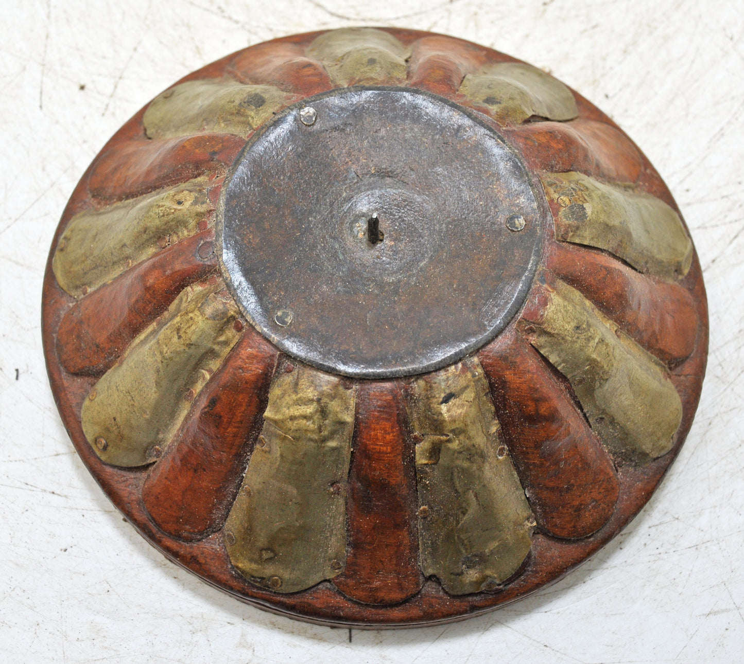 Vintage Wooden Round Candle Holder Stand Original Old Fine Hand Carved