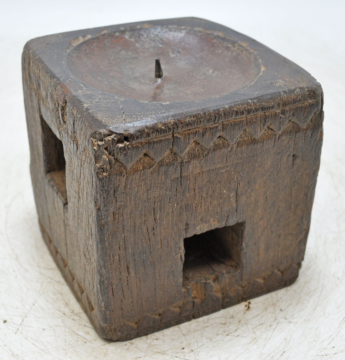 Antique Wooden Paga Candle Holder Stand Original Old Hand Carved