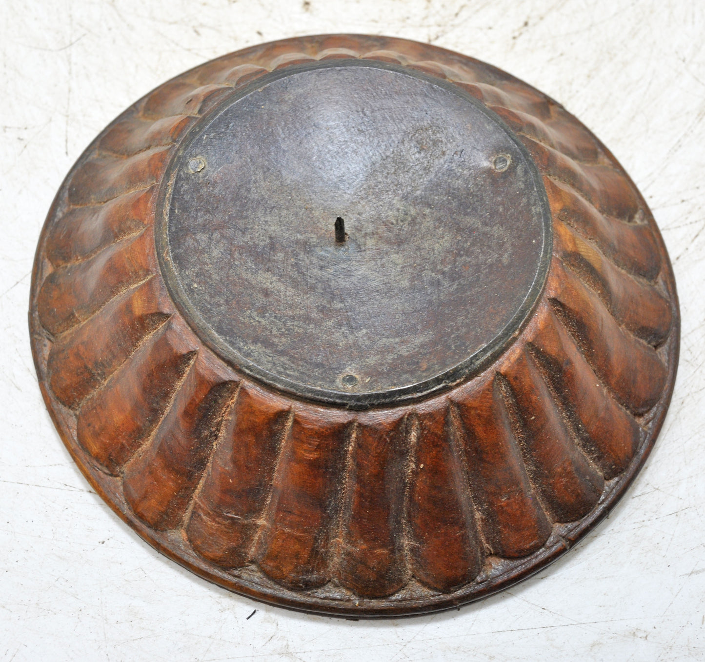 Vintage Wooden Round Candle Holder Stand Original Old Fine Hand Carved