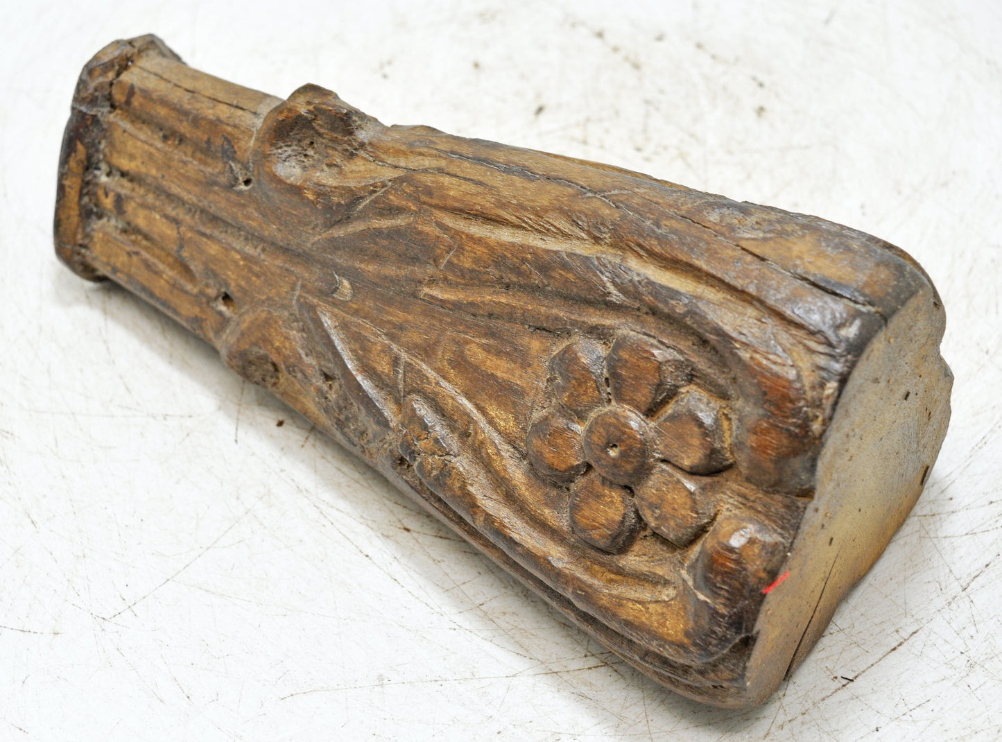 Antique Wooden Candle Holder Stand Original Old Hand Carved