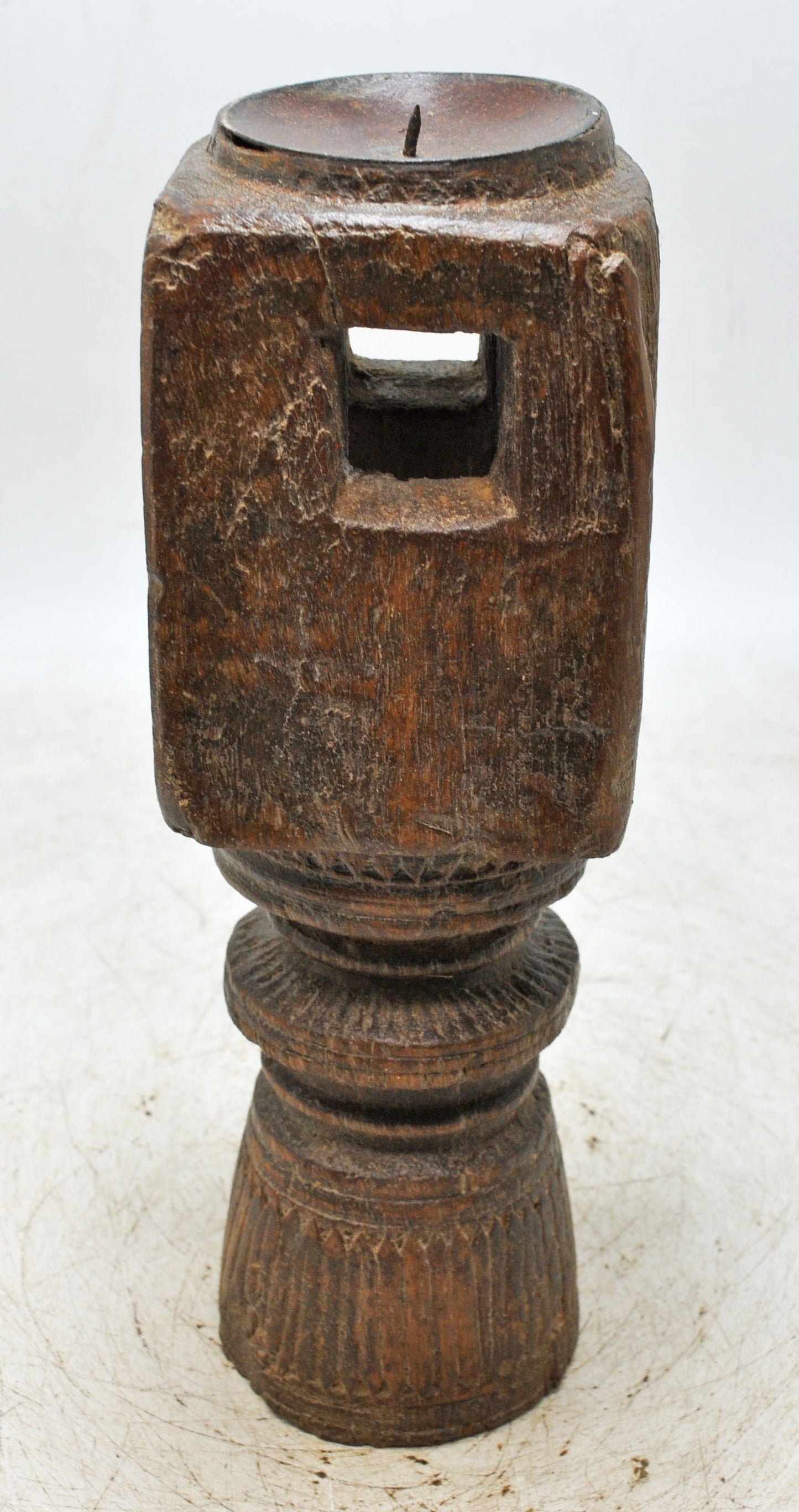 Antique Wooden Paga Candle Holder Stand Original Old Hand Carved