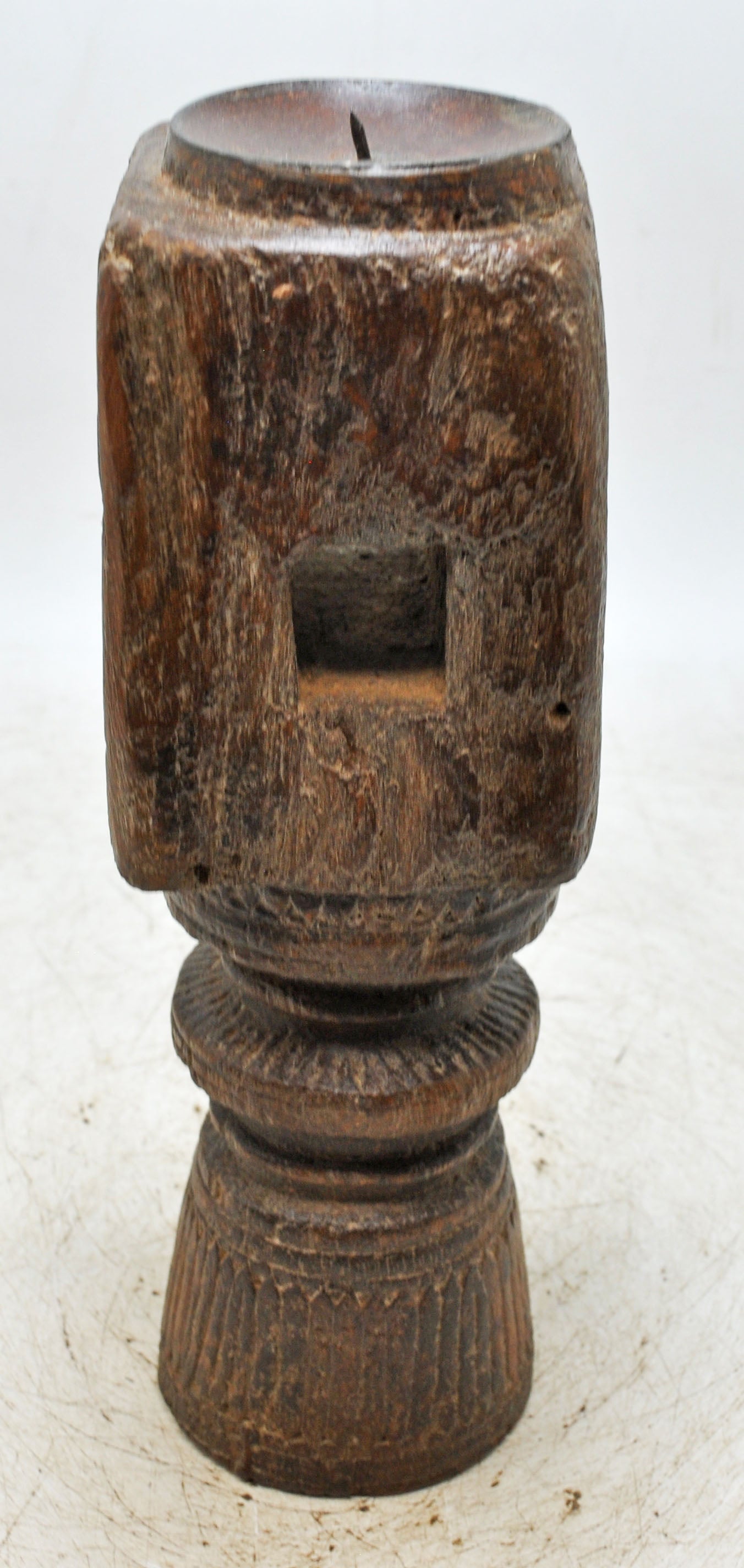 Antique Wooden Paga Candle Holder Stand Original Old Hand Carved
