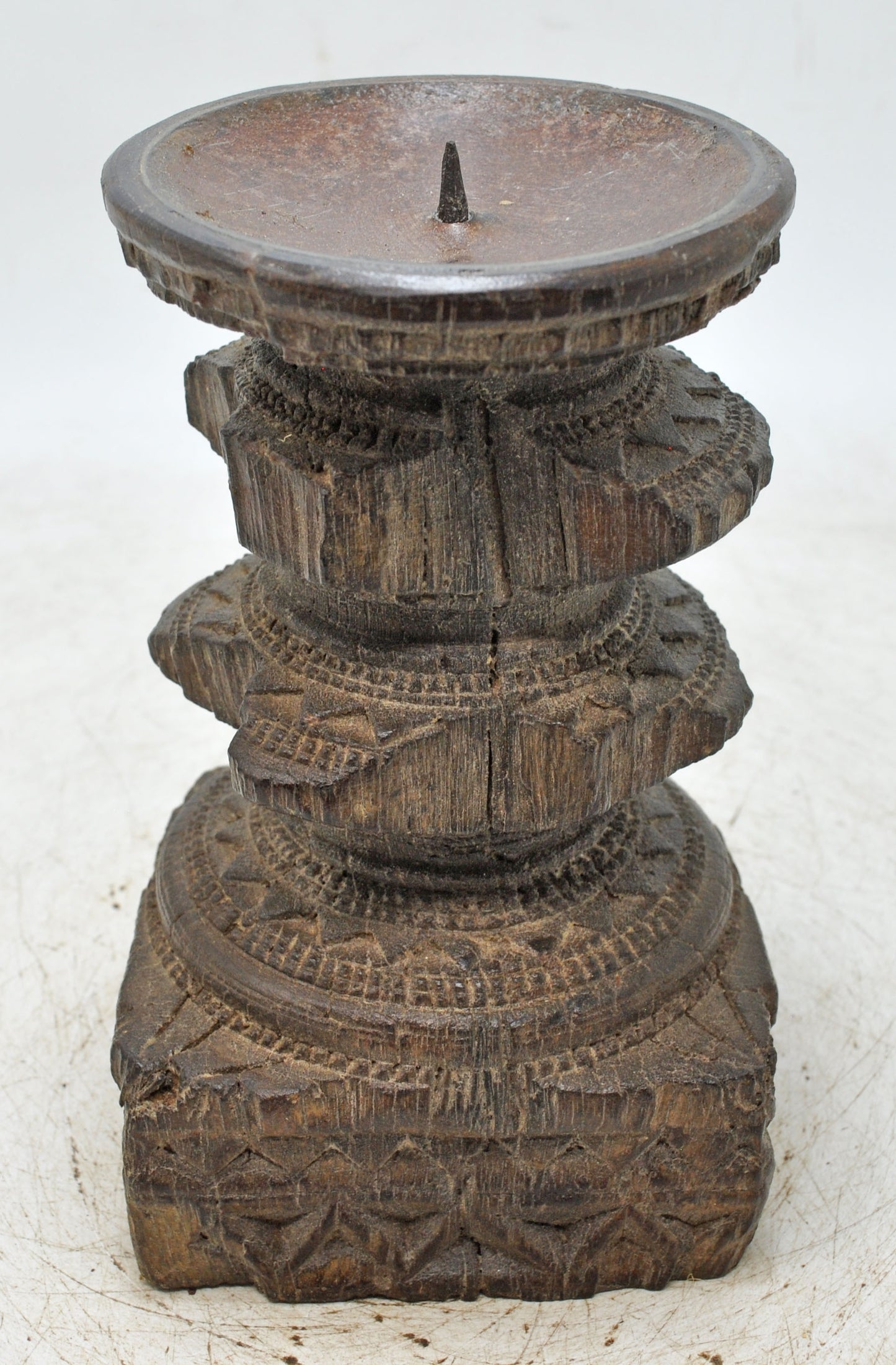 Antique Wooden Paga Candle Holder Stand Original Old Hand Carved
