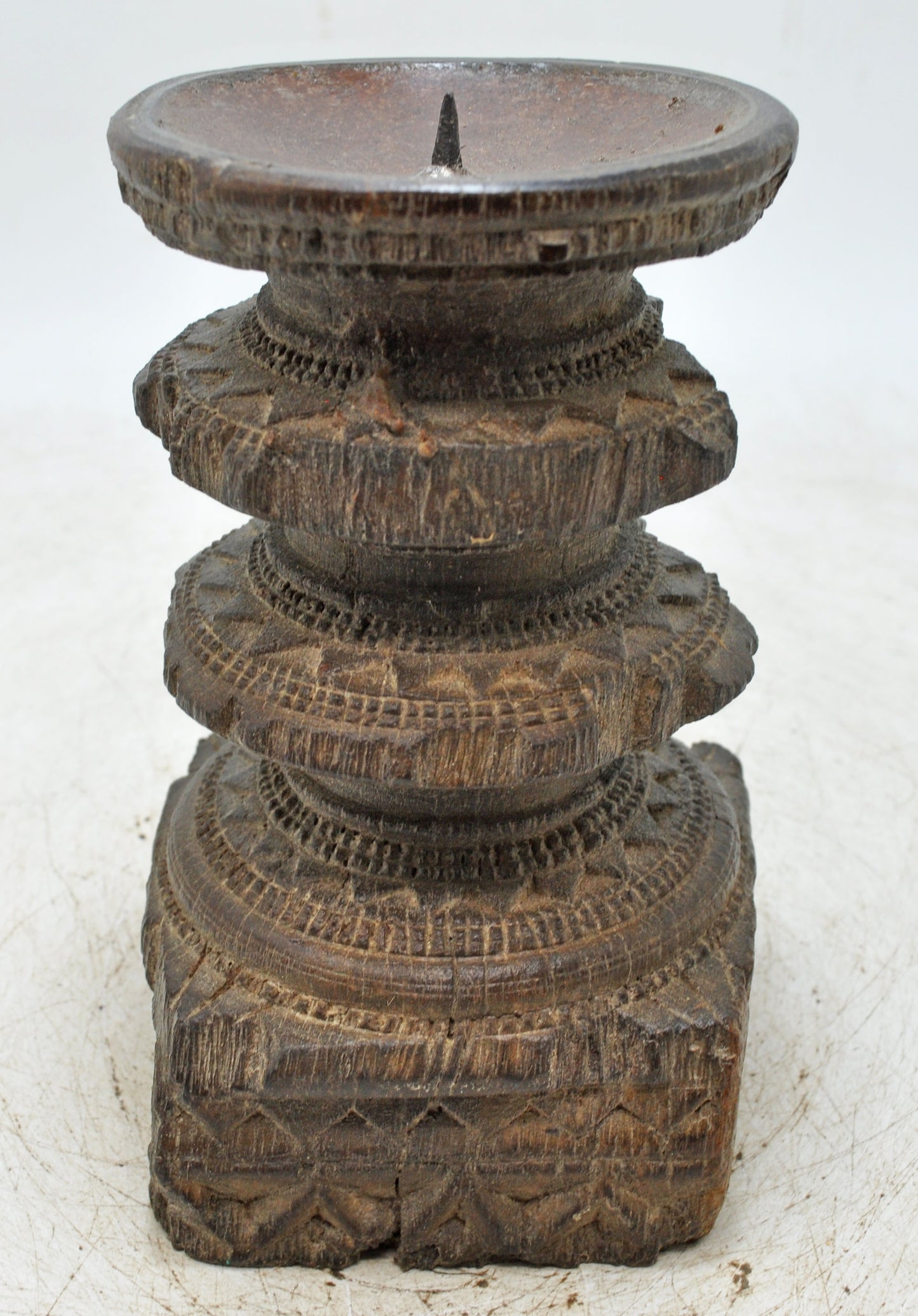 Antique Wooden Paga Candle Holder Stand Original Old Hand Carved
