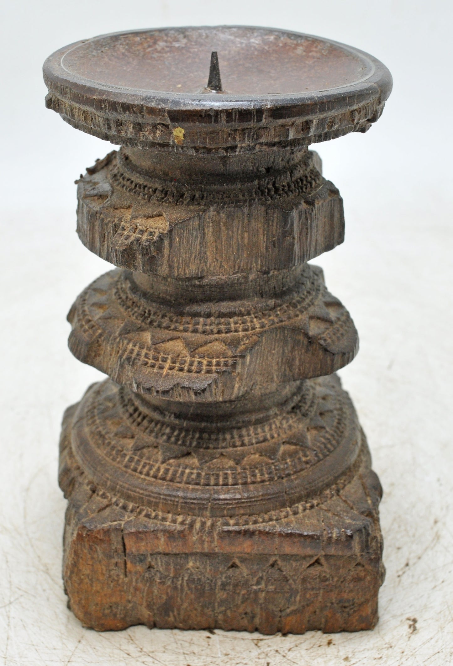 Antique Wooden Paga Candle Holder Stand Original Old Hand Carved