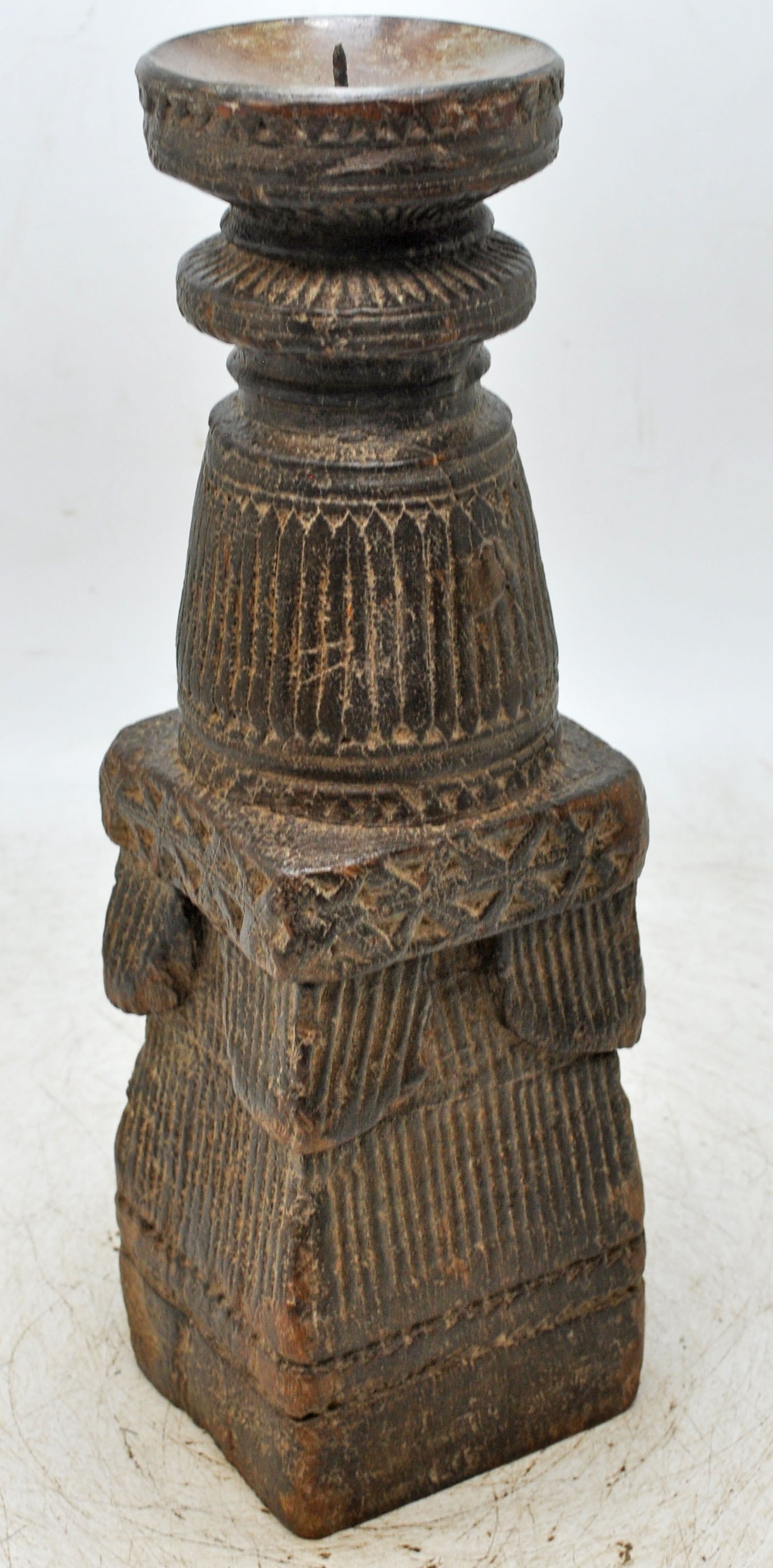 Antique Wooden Paga Candle Holder Stand Original Old Hand Carved