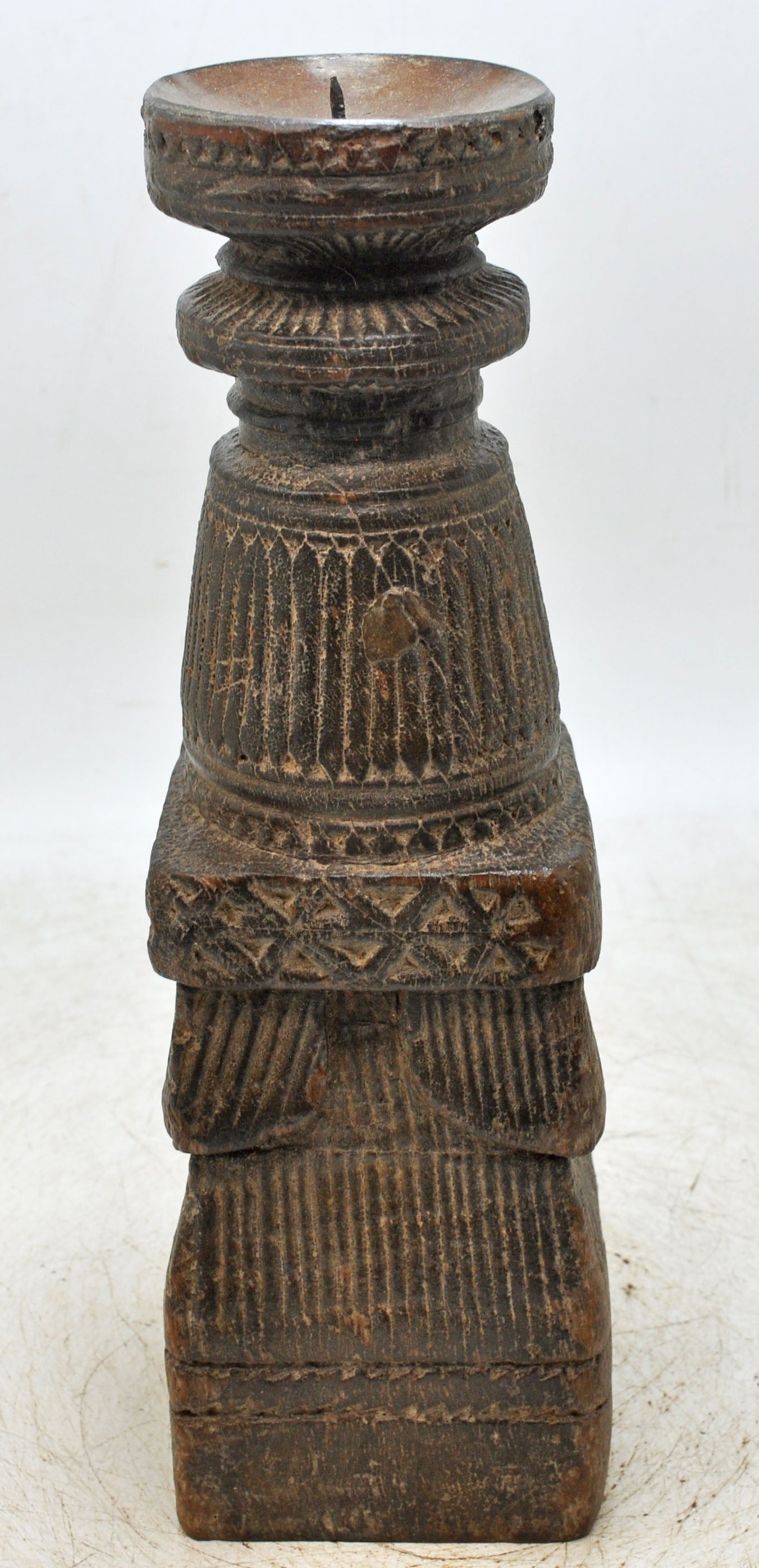 Antique Wooden Paga Candle Holder Stand Original Old Hand Carved