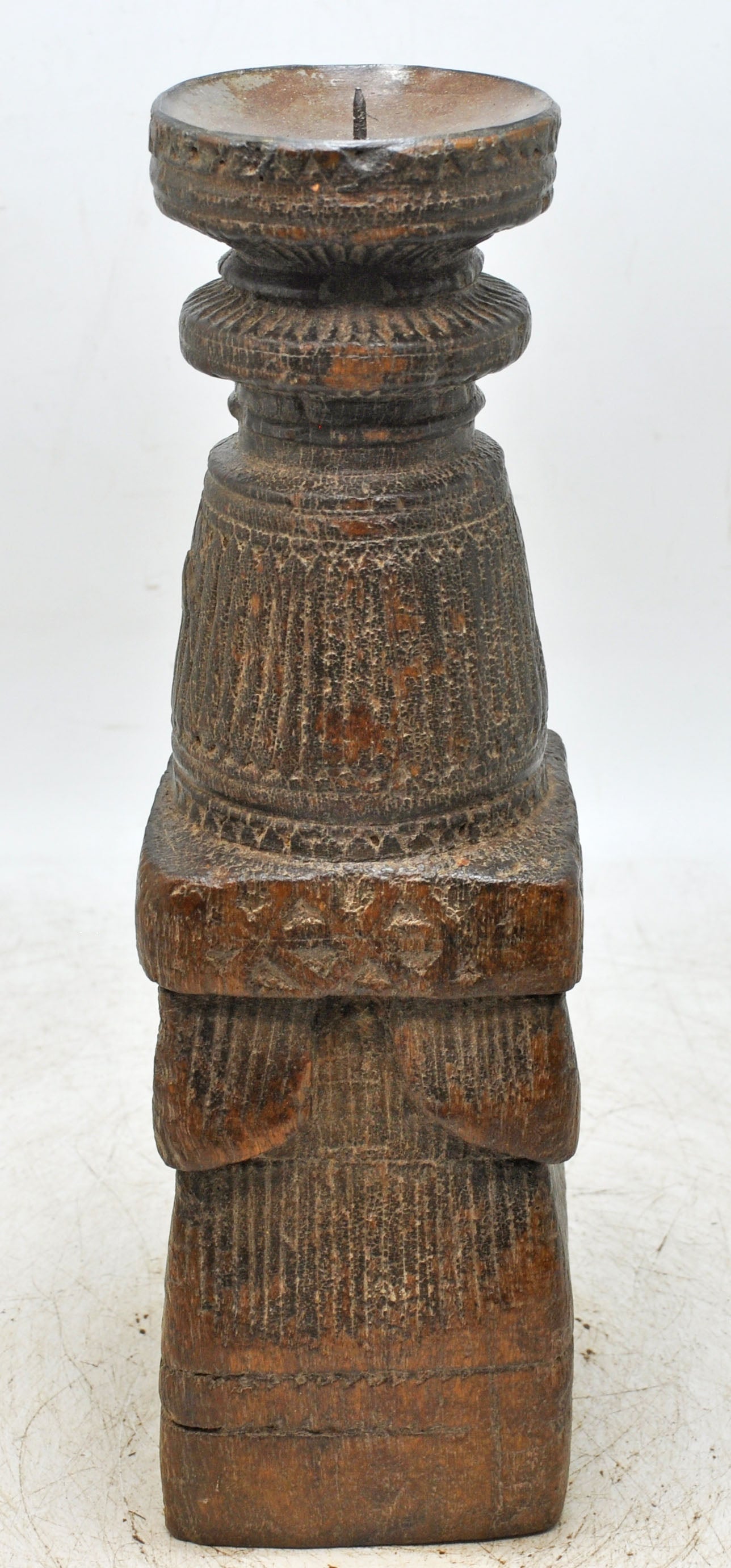 Antique Wooden Paga Candle Holder Stand Original Old Hand Carved
