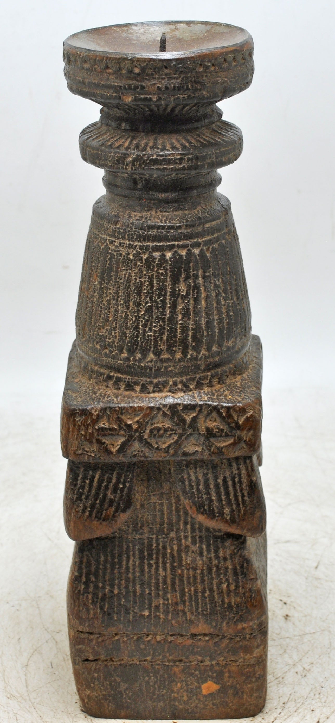 Antique Wooden Paga Candle Holder Stand Original Old Hand Carved