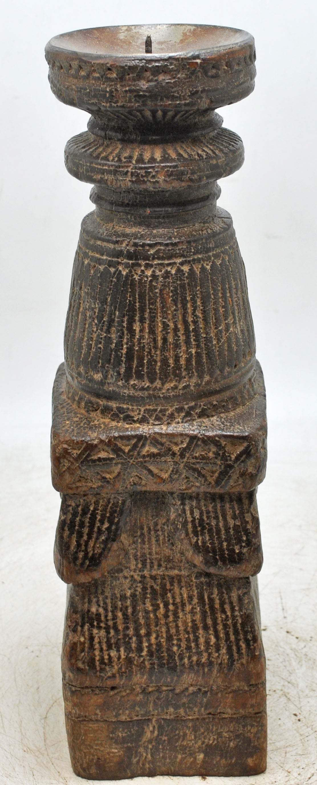 Antique Wooden Paga Candle Holder Stand Original Old Hand Carved
