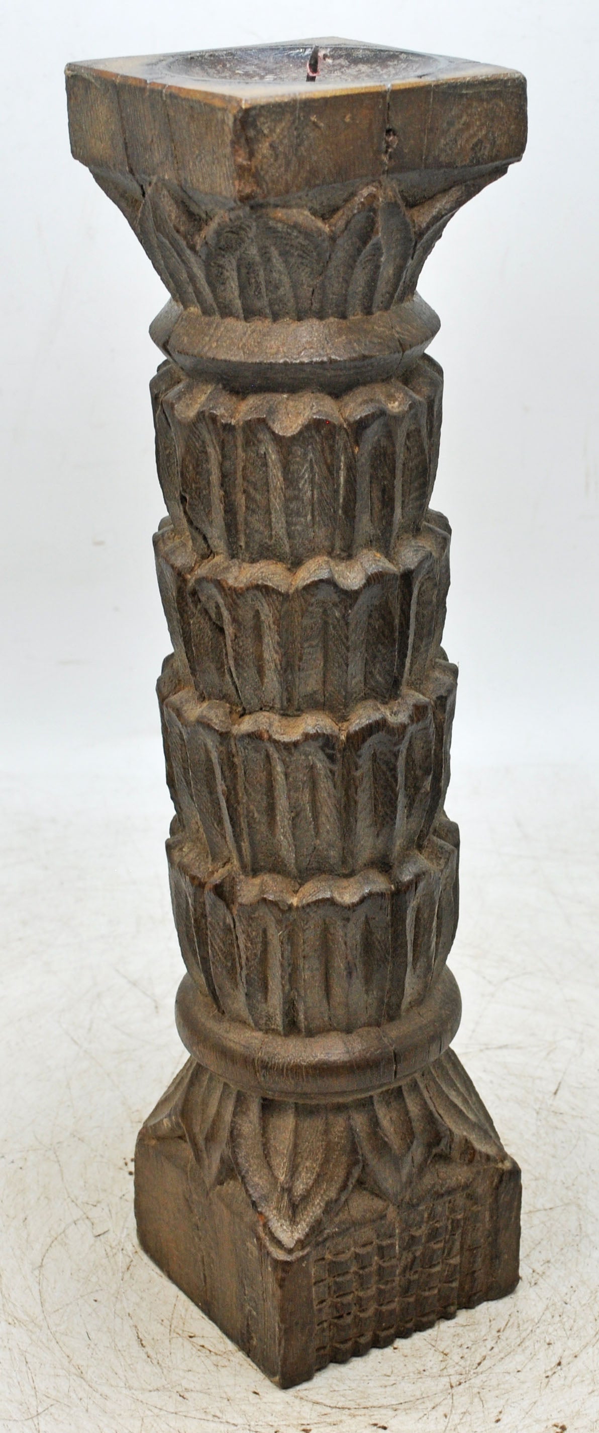 Antique Wooden Paga Candle Holder Stand Original Old Hand Carved