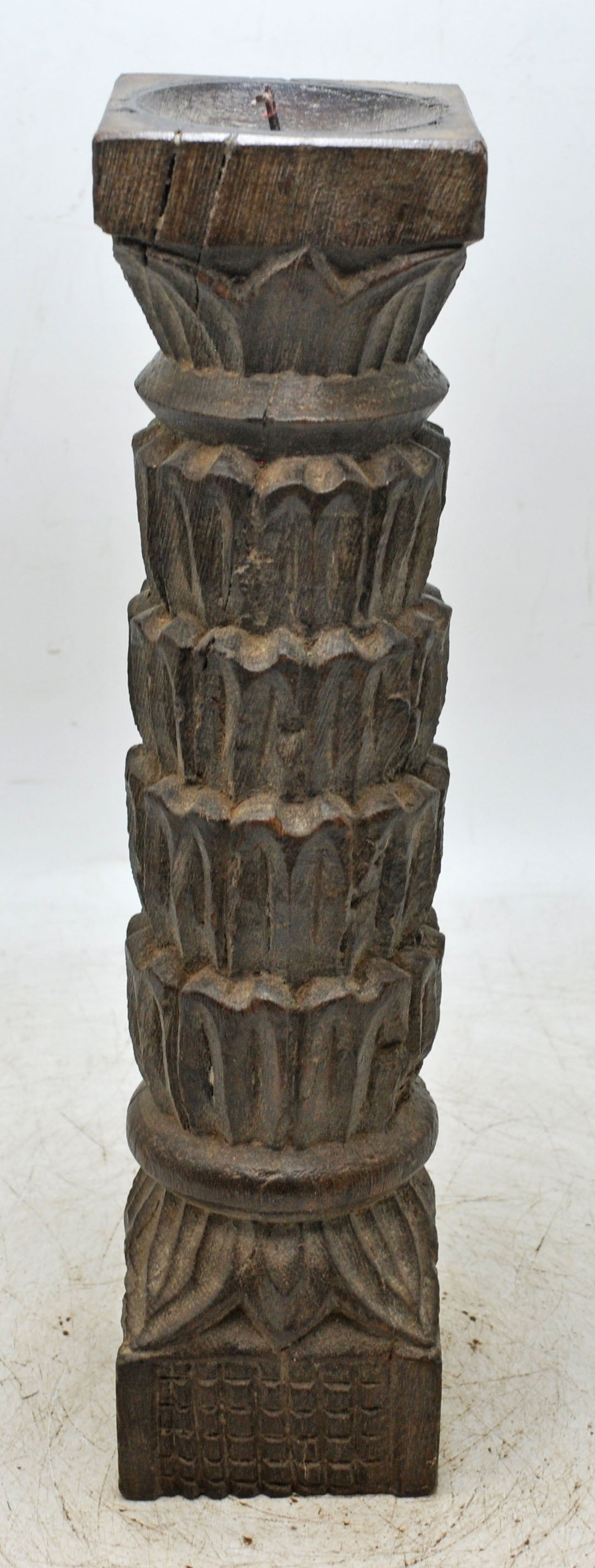 Antique Wooden Paga Candle Holder Stand Original Old Hand Carved