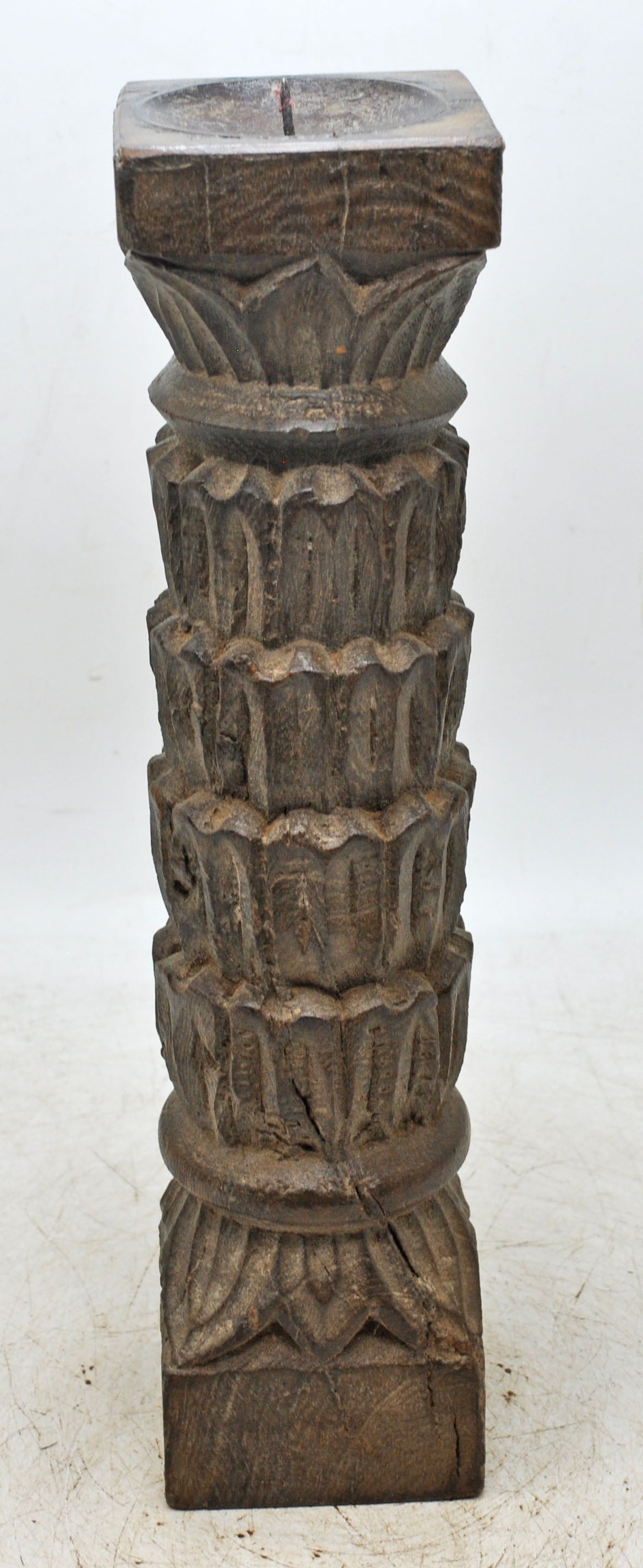 Antique Wooden Paga Candle Holder Stand Original Old Hand Carved