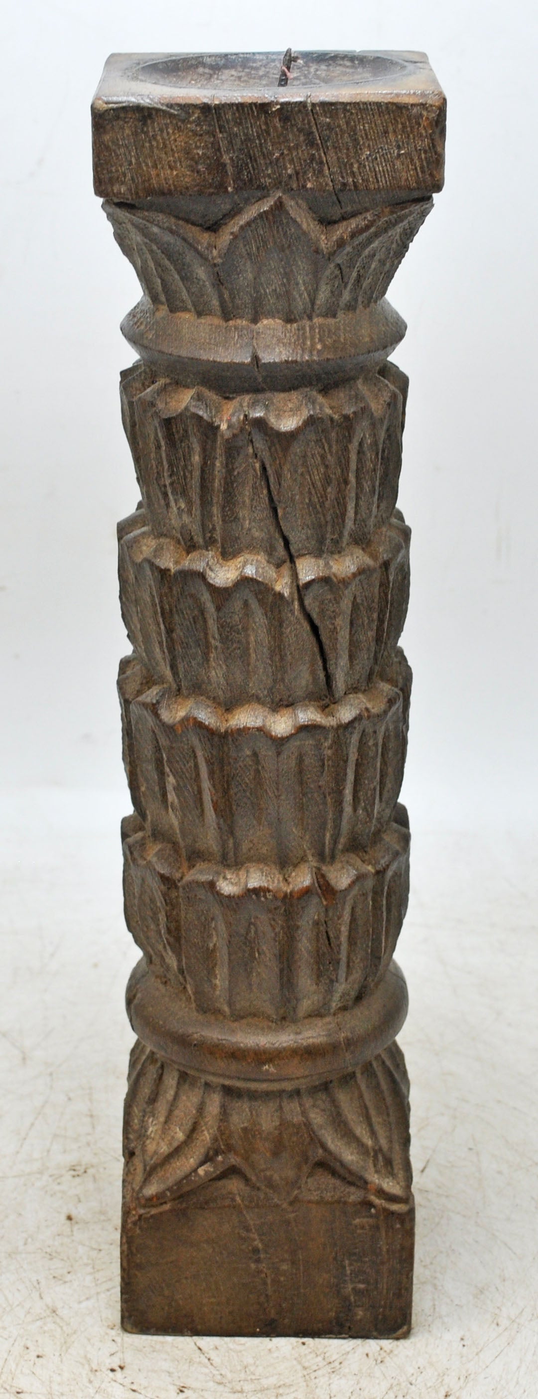 Antique Wooden Paga Candle Holder Stand Original Old Hand Carved