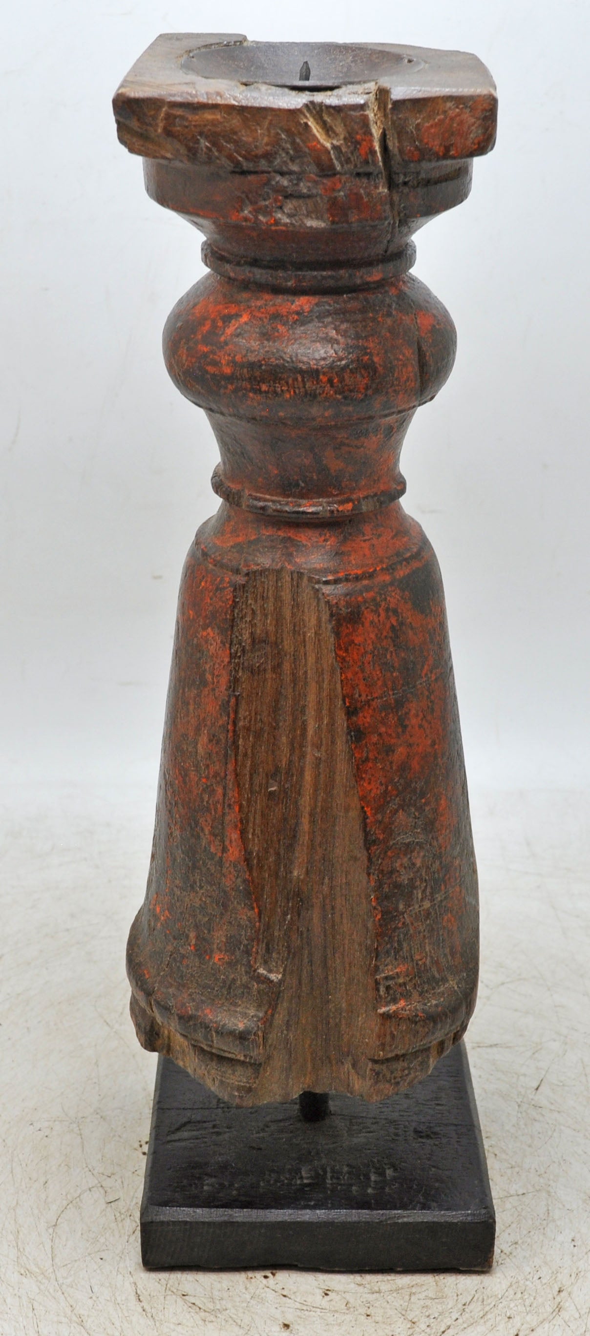 Antique Wooden Paga Candle Holder Stand Original Old Hand Carved Lacquer Painted