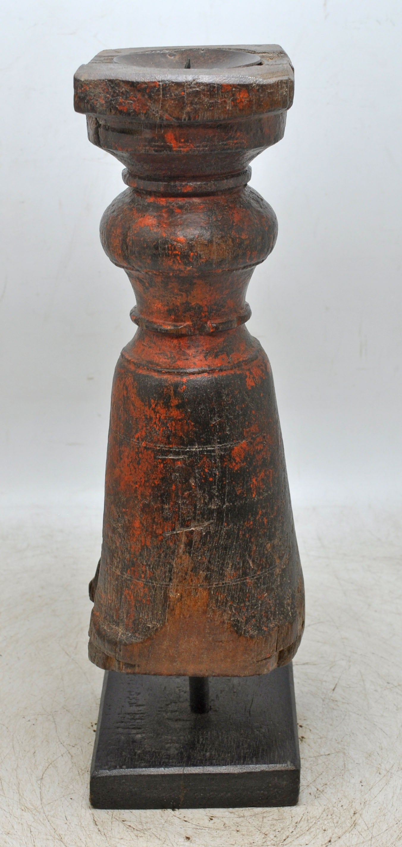 Antique Wooden Paga Candle Holder Stand Original Old Hand Carved Lacquer Painted
