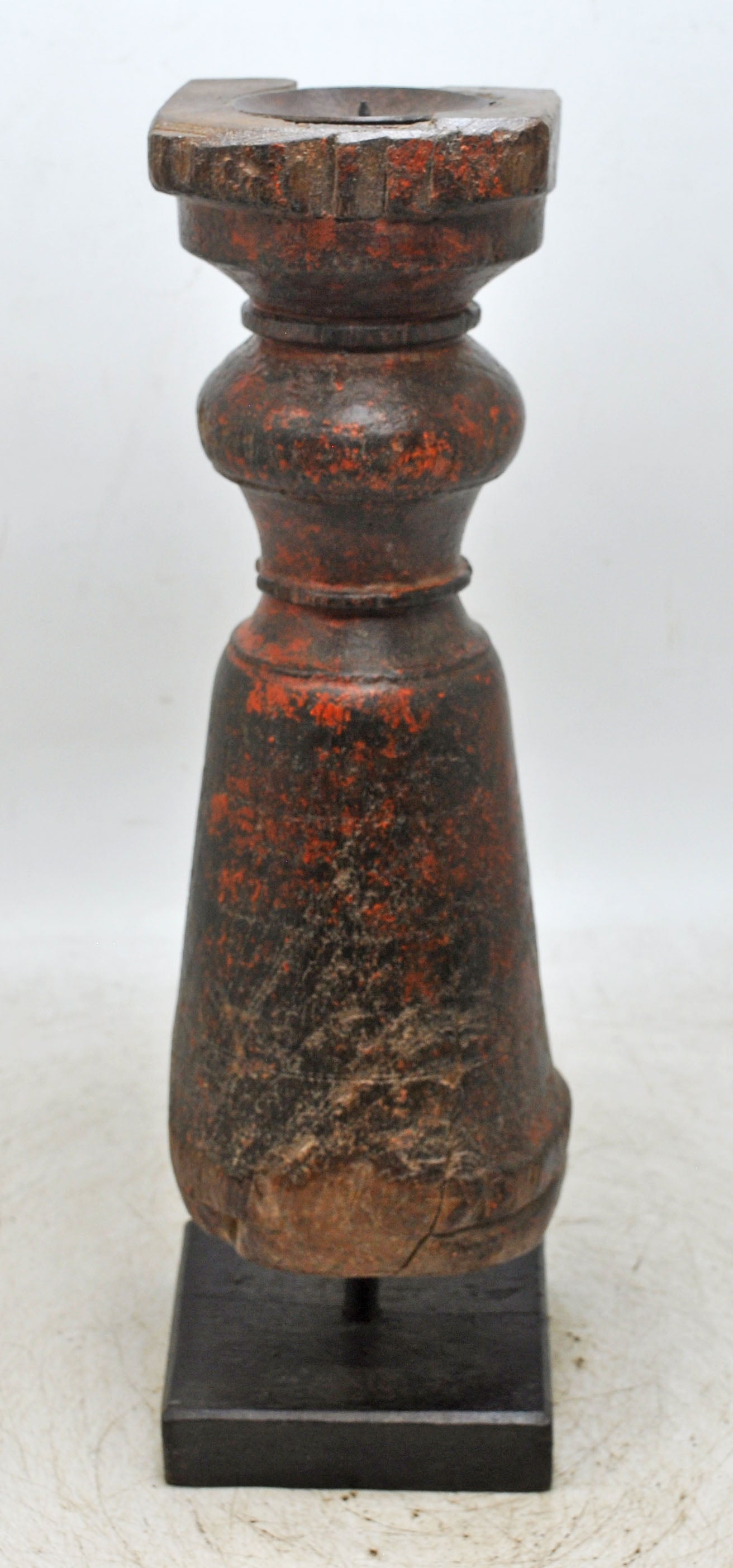 Antique Wooden Paga Candle Holder Stand Original Old Hand Carved Lacquer Painted