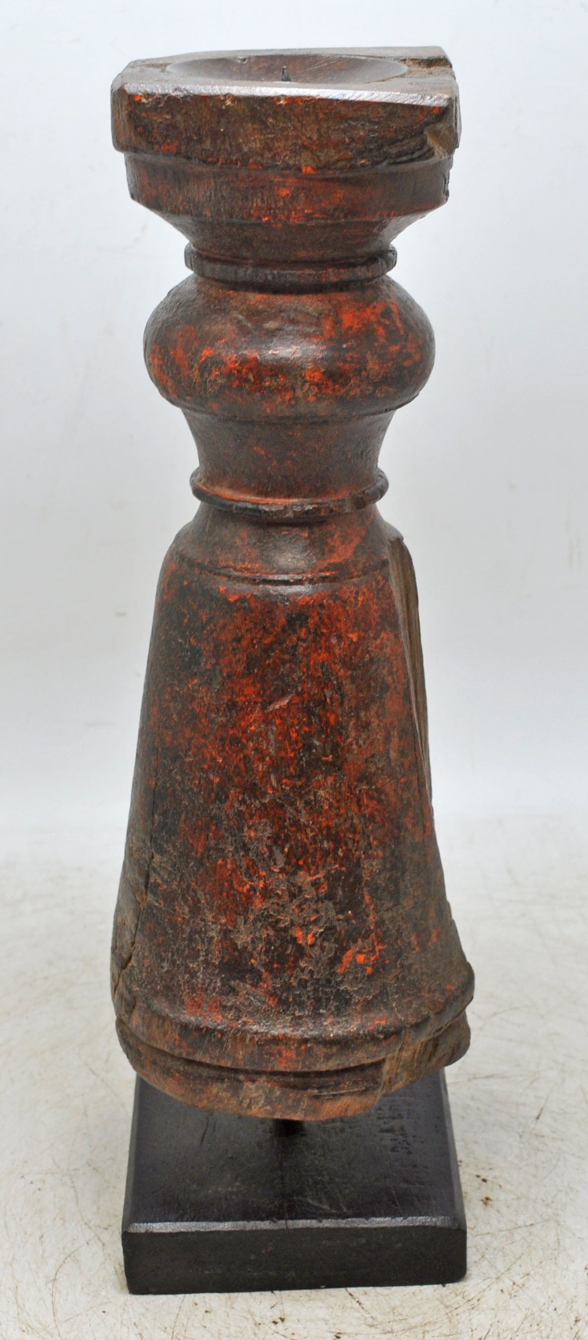 Antique Wooden Paga Candle Holder Stand Original Old Hand Carved Lacquer Painted