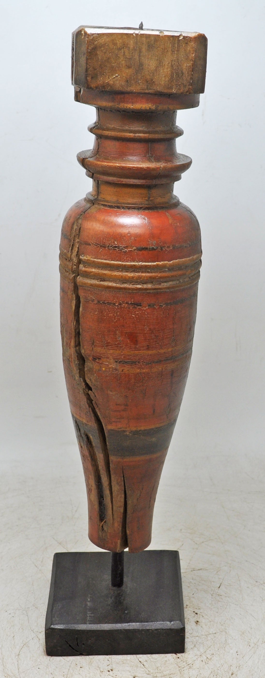 Antique Wooden Paga Candle Holder Stand Original Old Hand Carved Lacquer Painted