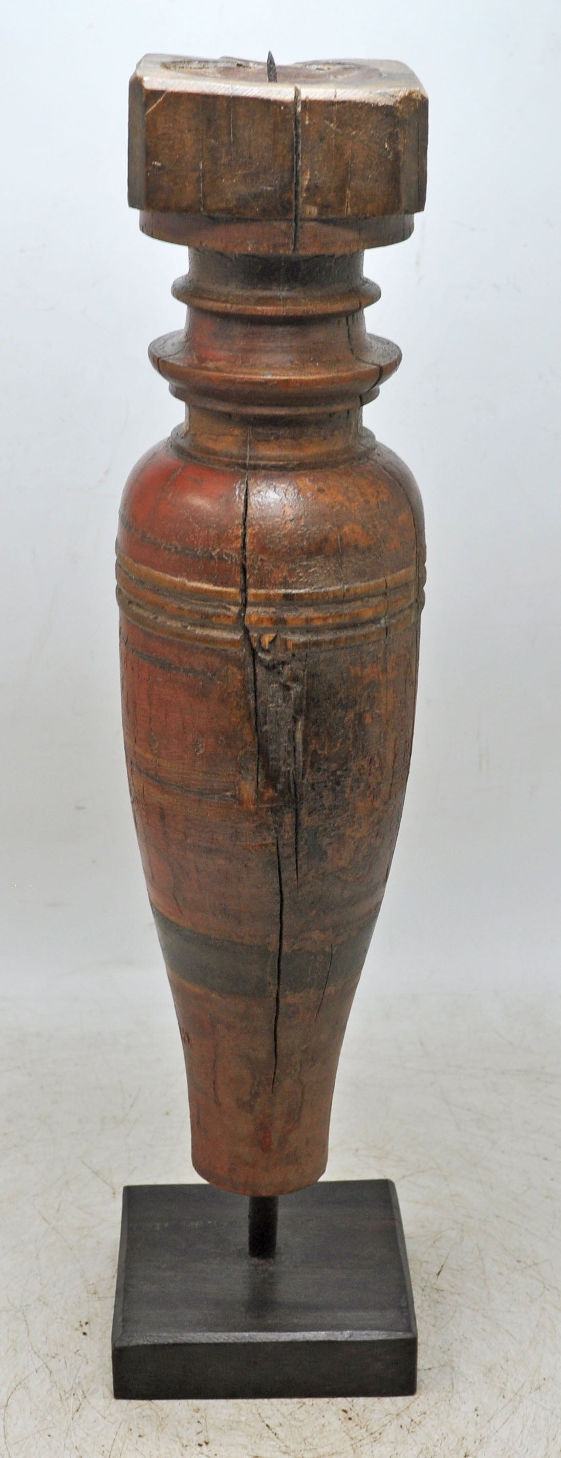 Antique Wooden Paga Candle Holder Stand Original Old Hand Carved Lacquer Painted